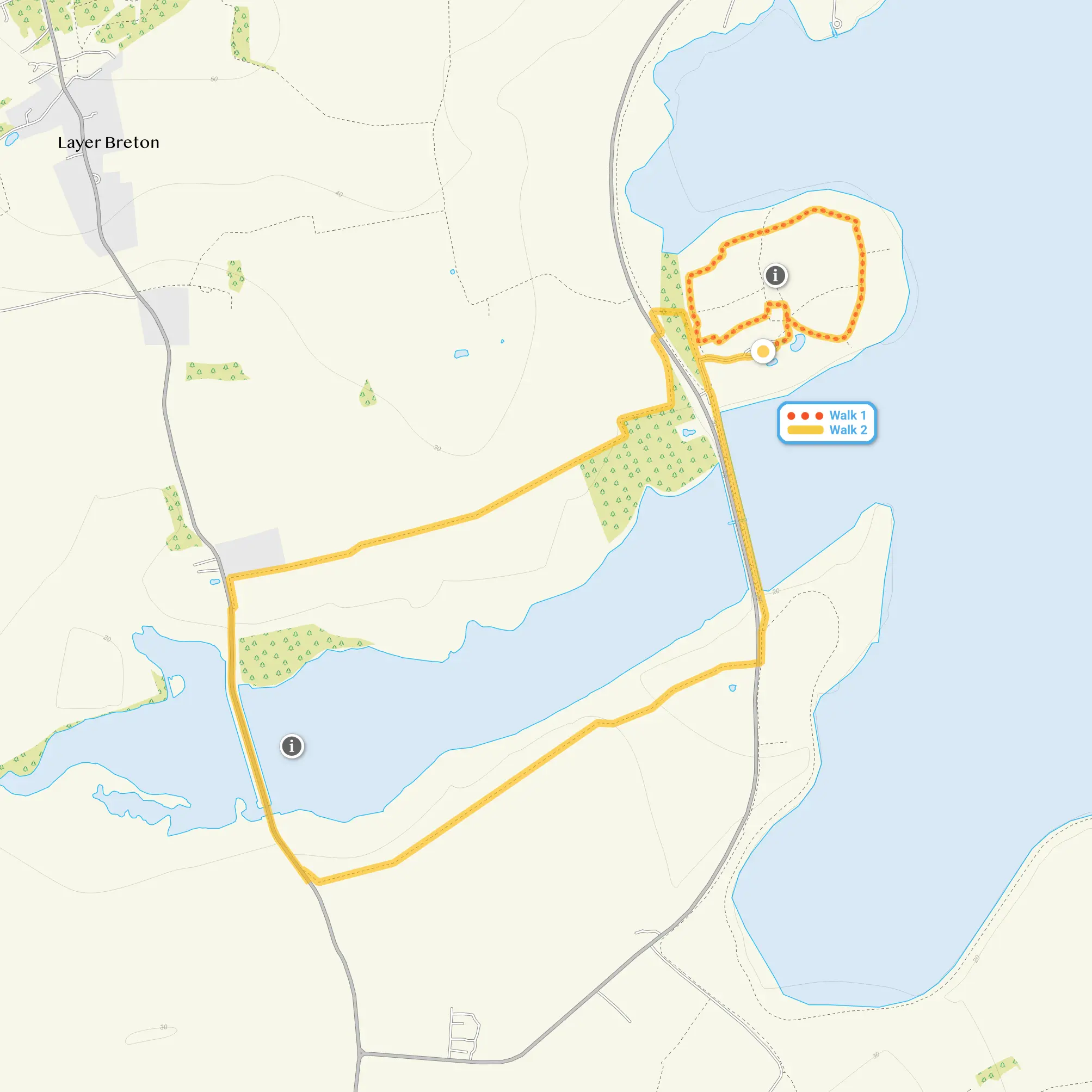 Route map for Abberton Reservoir Walk 1, a 1.25 mile circular walk in Essex