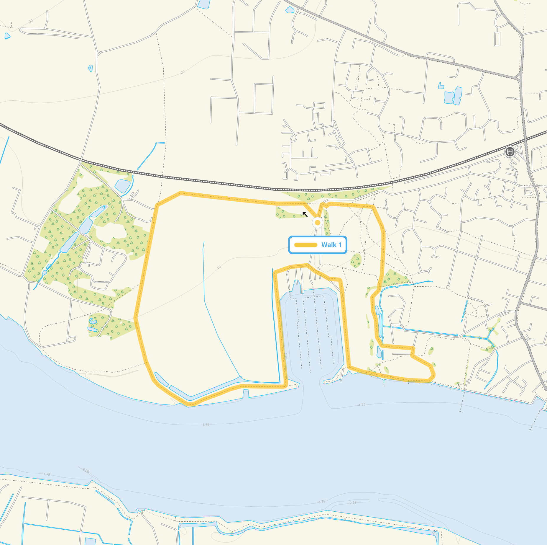 Route map for Burnham-on-Crouch Walk 1, a 2.5 mile circular walk in Essex