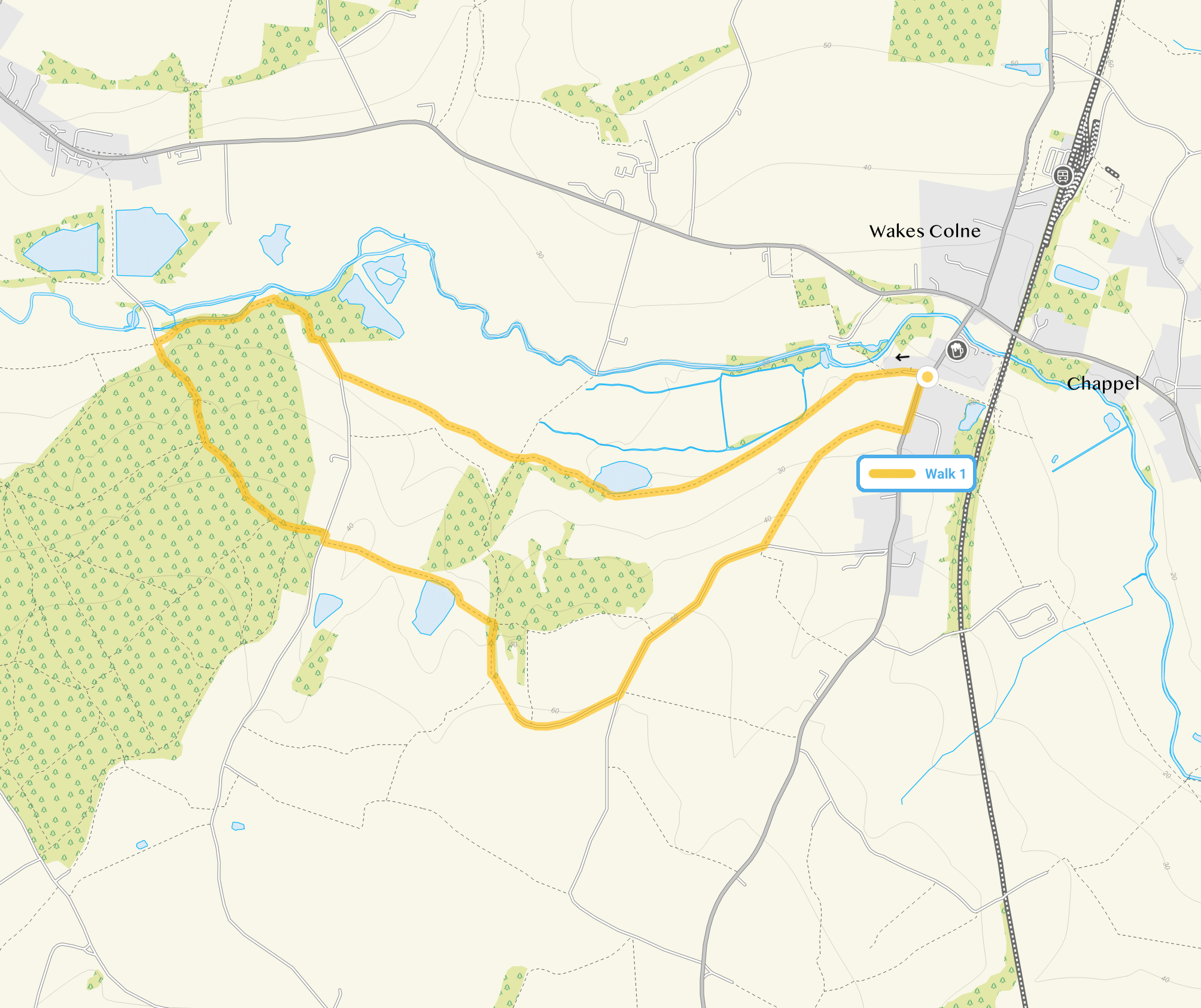 Route map for Chappel Walk, a 3.25 mile circular walk in Essex