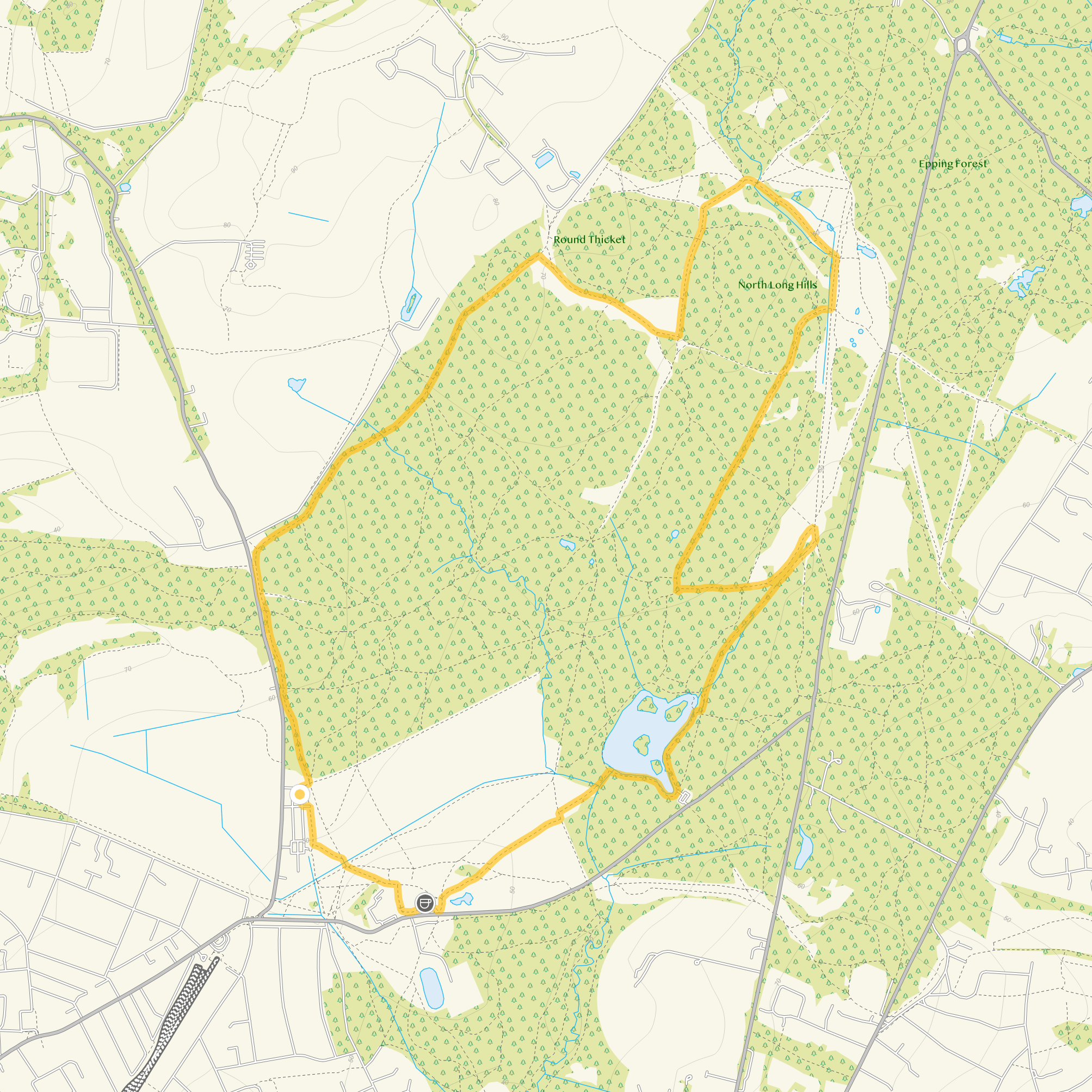 Route map for Chingford Plain Walk 2, a 4.25 mile circular walk in Essex