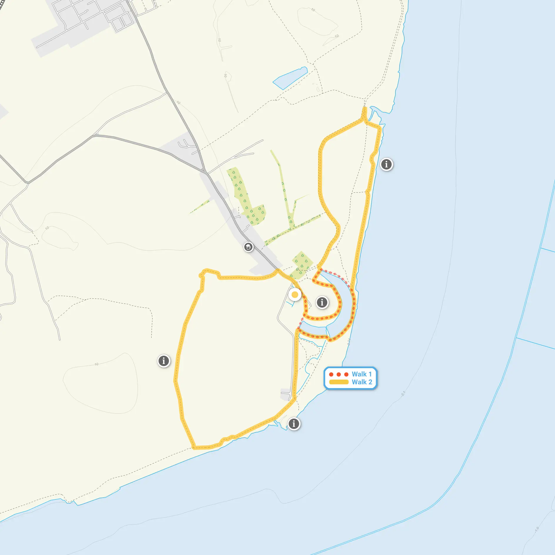 Route map for Coalhouse Fort Walk 1, a 0.75 mile circular walk in Essex