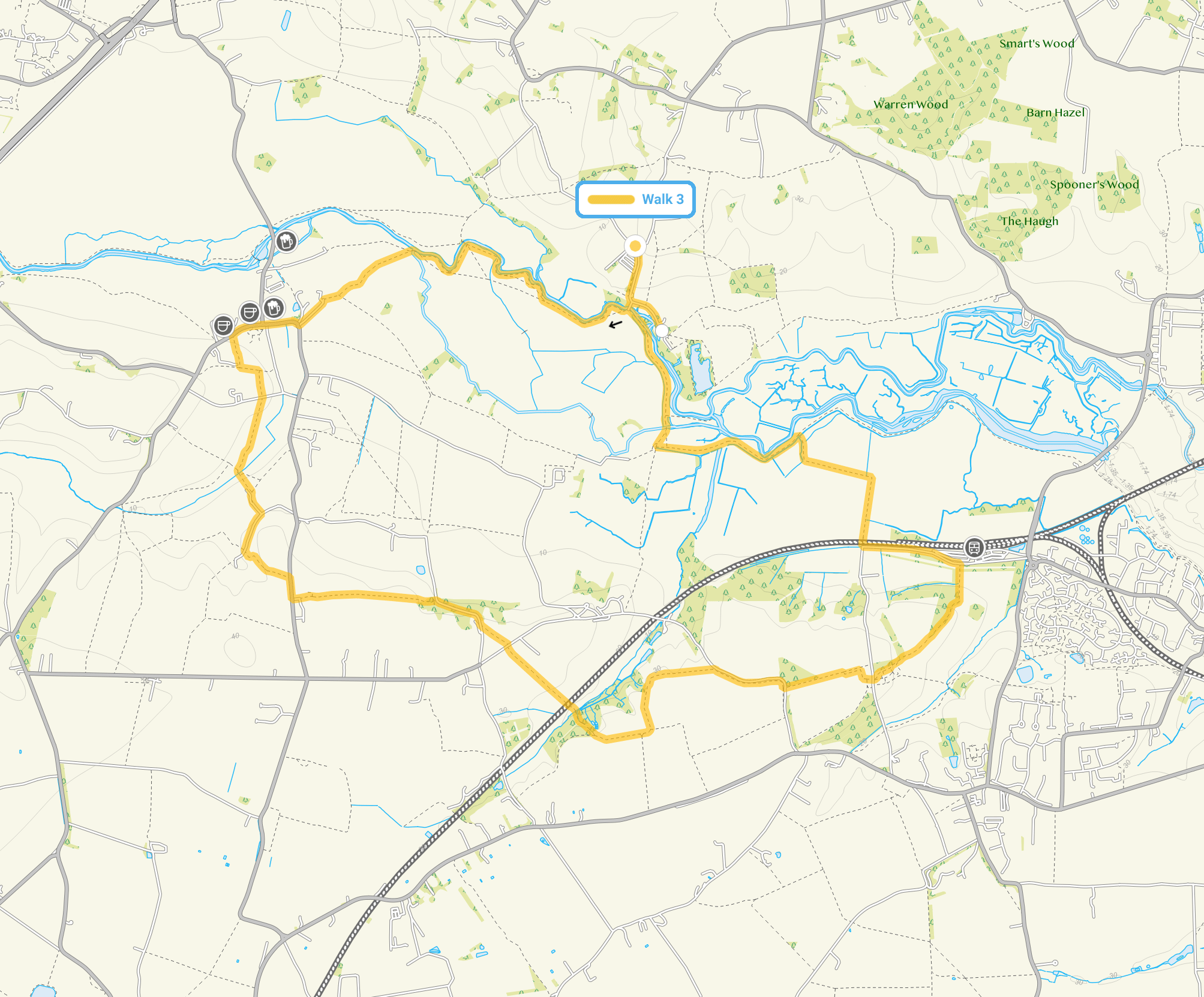 Route map for Dedham Walk 3, a 7.75 mile circular walk in Essex