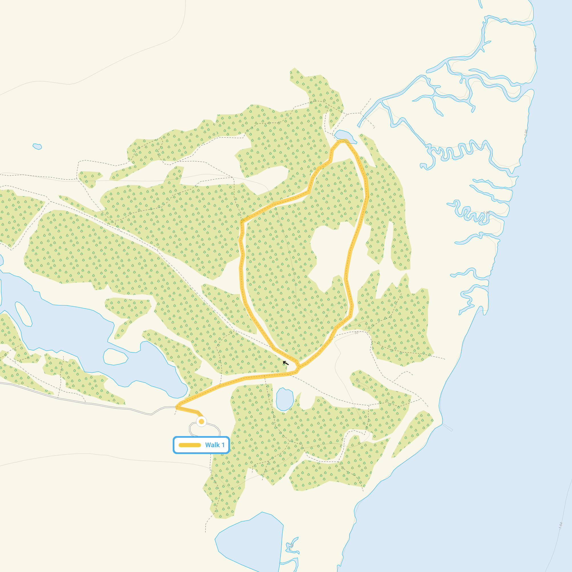 Route map for Fingringhoe Wick Walk 1, a 0.5 mile circular walk in Essex