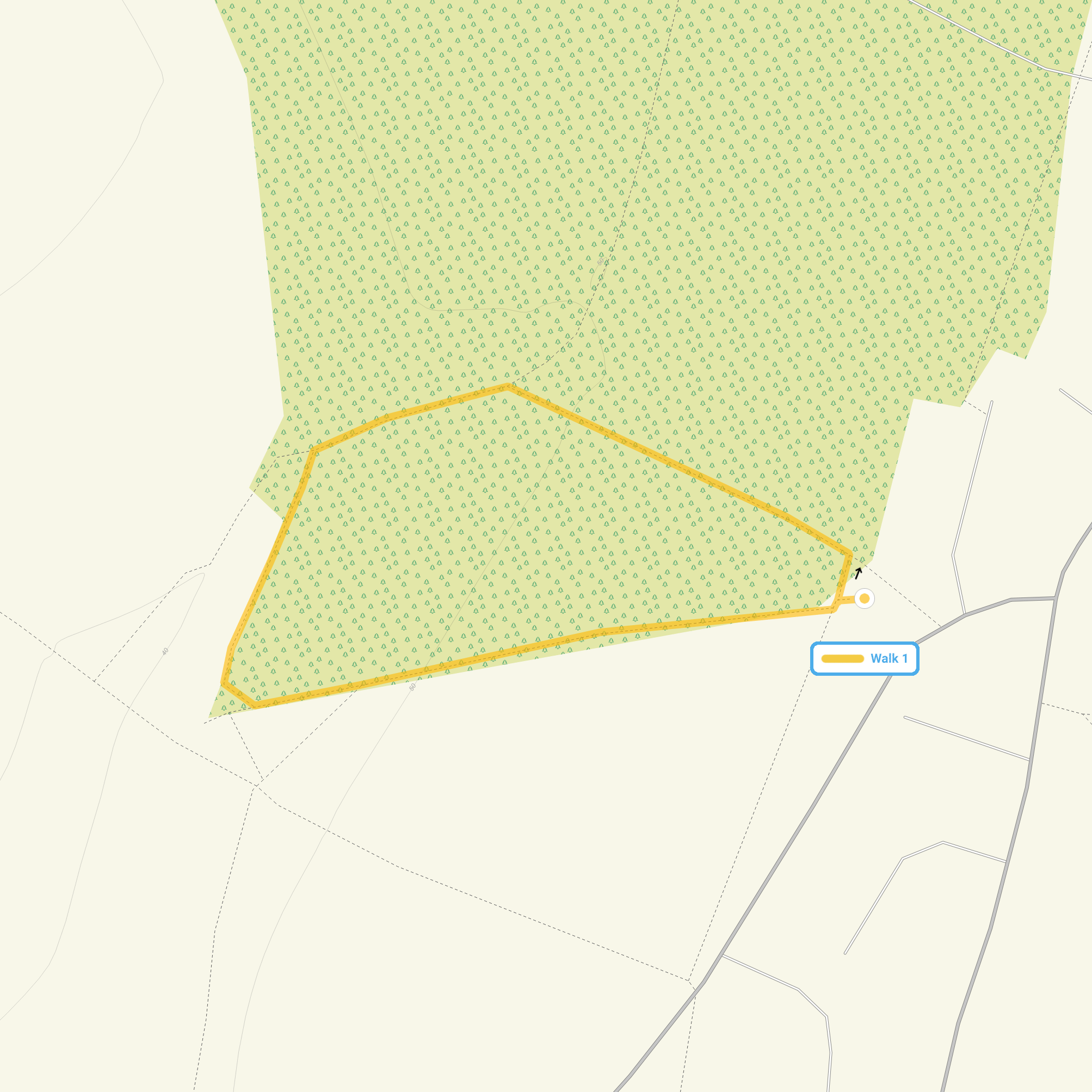 Route map for Fordham Walk 1, a 0.5 mile circular walk in Essex