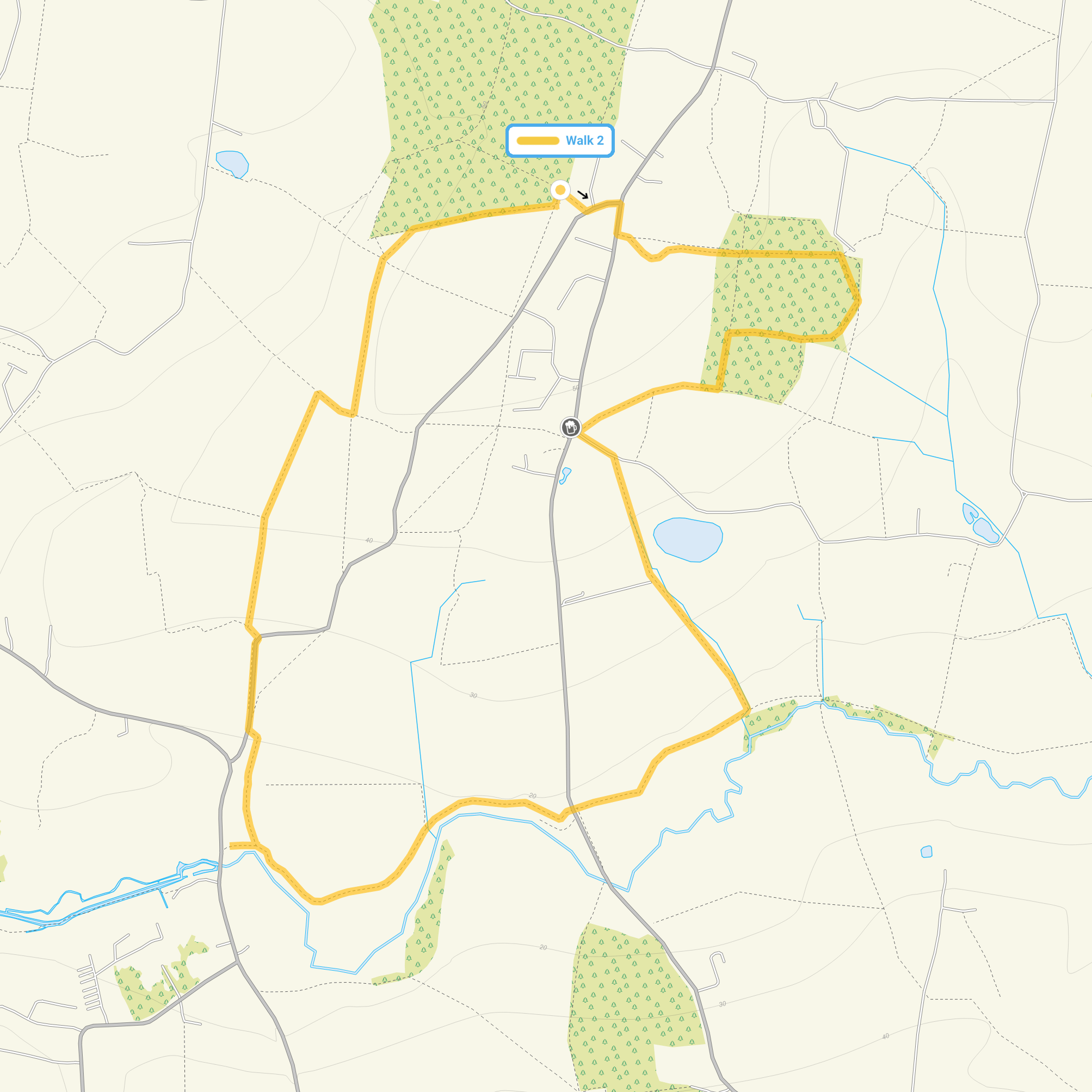 Route map for Fordham Walk 2, a 3.75 mile circular walk in Essex