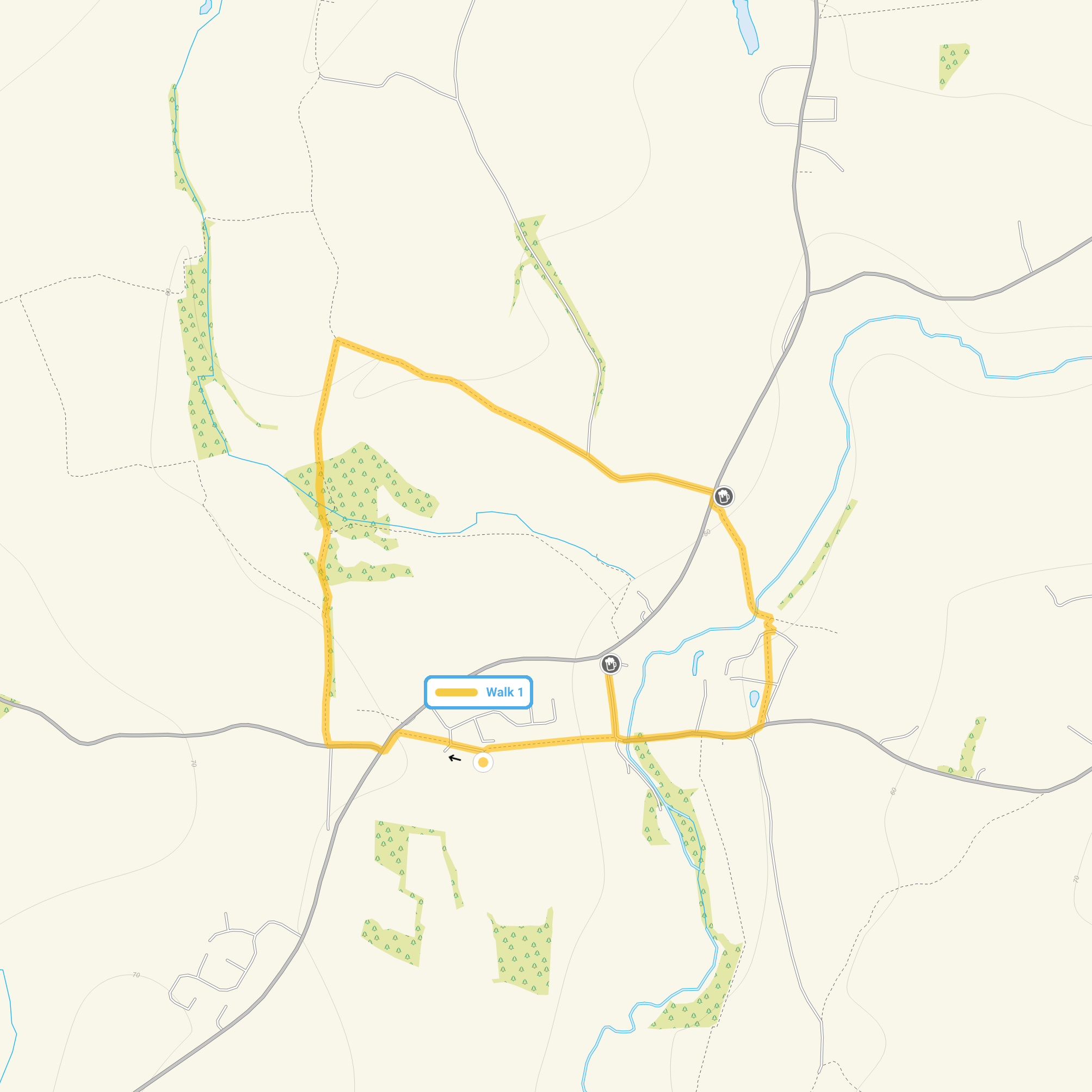 Route map for Fyfield Walk, a 2 mile circular walk in Essex