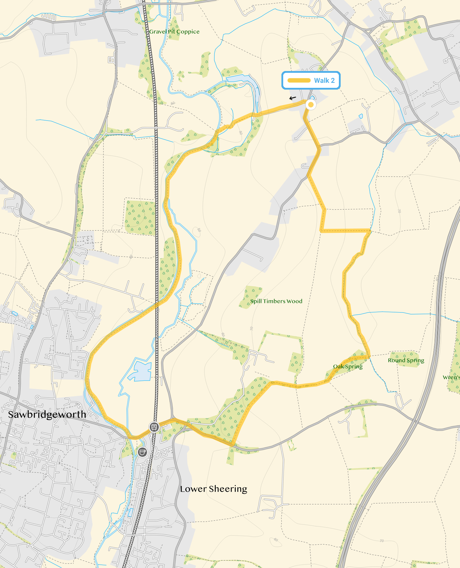 Route map for Gaston Green Walk 2, a 4.25 mile circular walk in Essex
