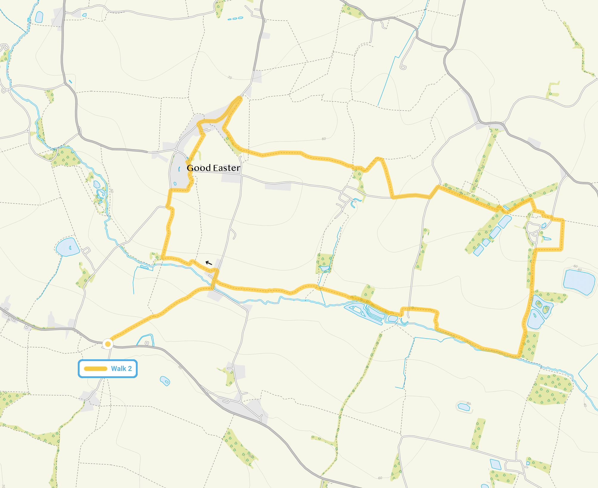 Route map for Good Easter Walk 2, a 6.75 mile circular walk in Essex