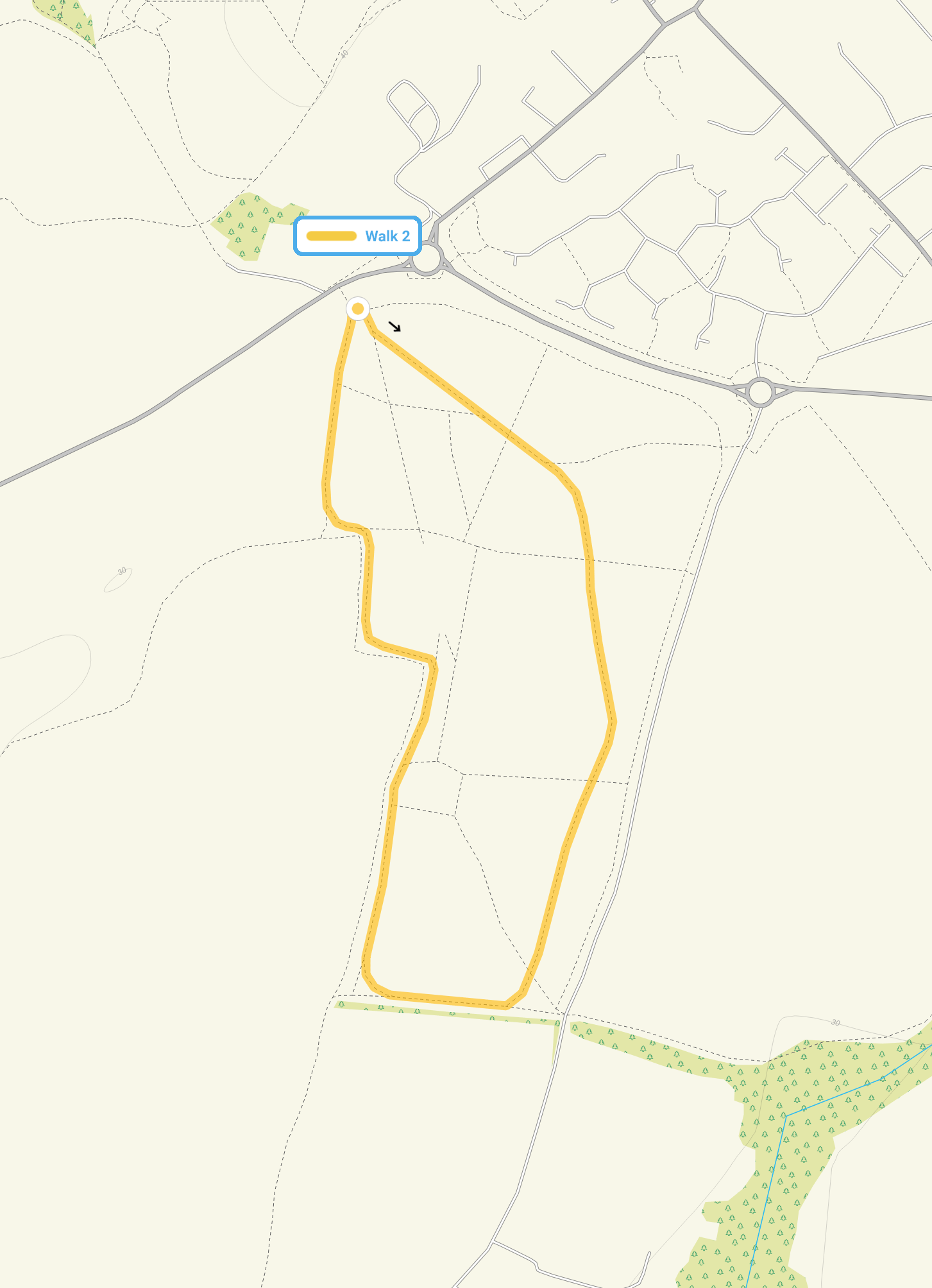 Route map for Gosbecks Park Walk 2, a 1.25 mile circular walk in Essex