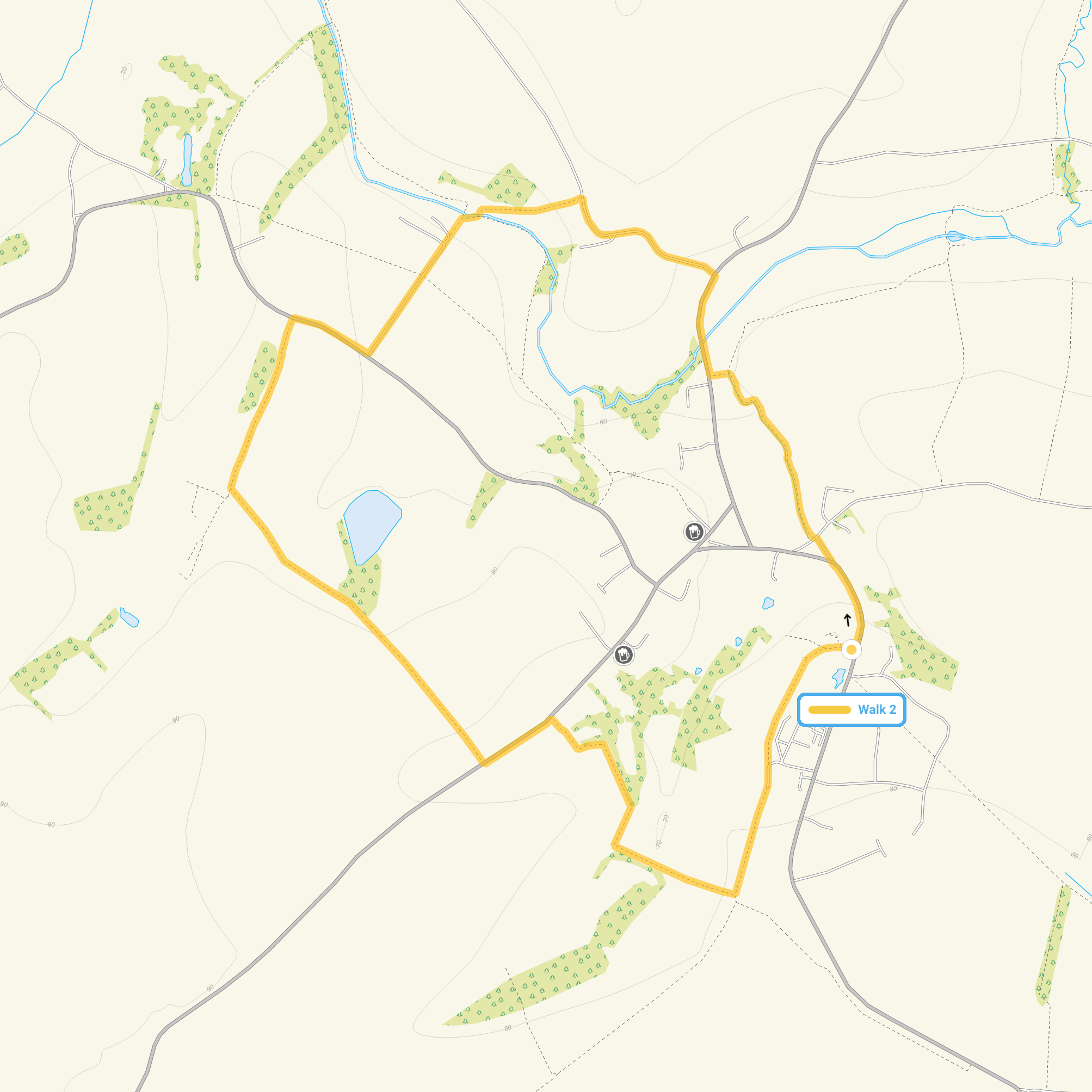Route map for Great Bardfield Walk 2, a 2.75 mile circular walk in Essex