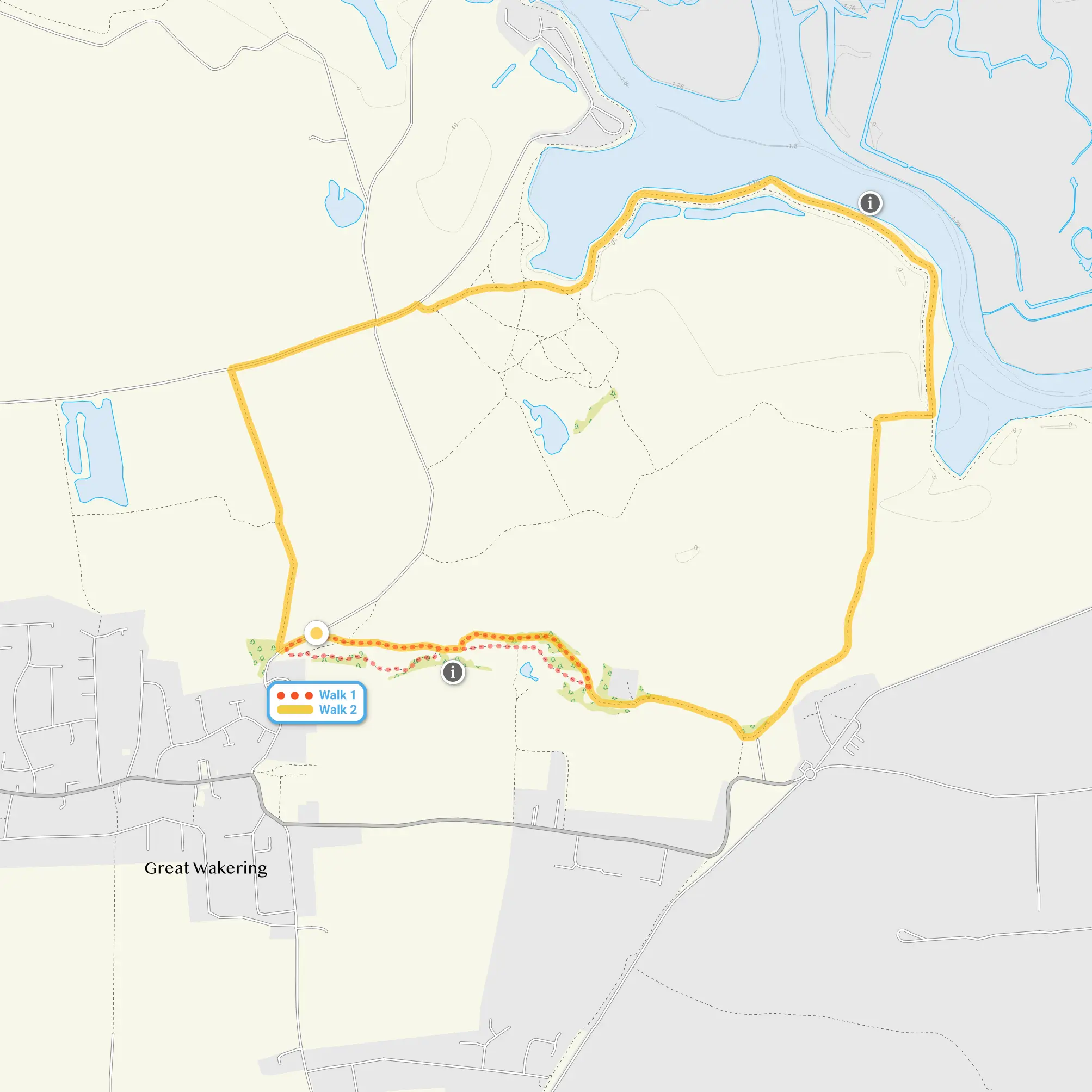 Route map for Great Wakering Walk 1, a 0.75 mile circular walk in Essex
