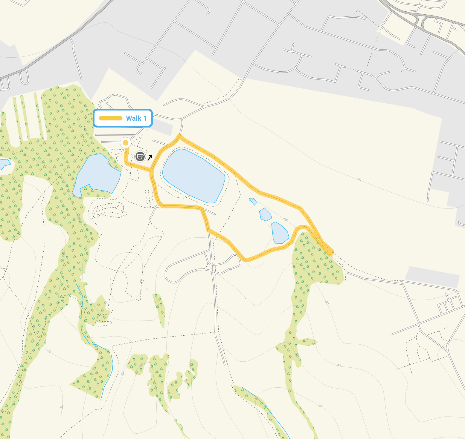 Route map for Hadleigh Castle Walk 1, a 1 mile circular walk in Essex
