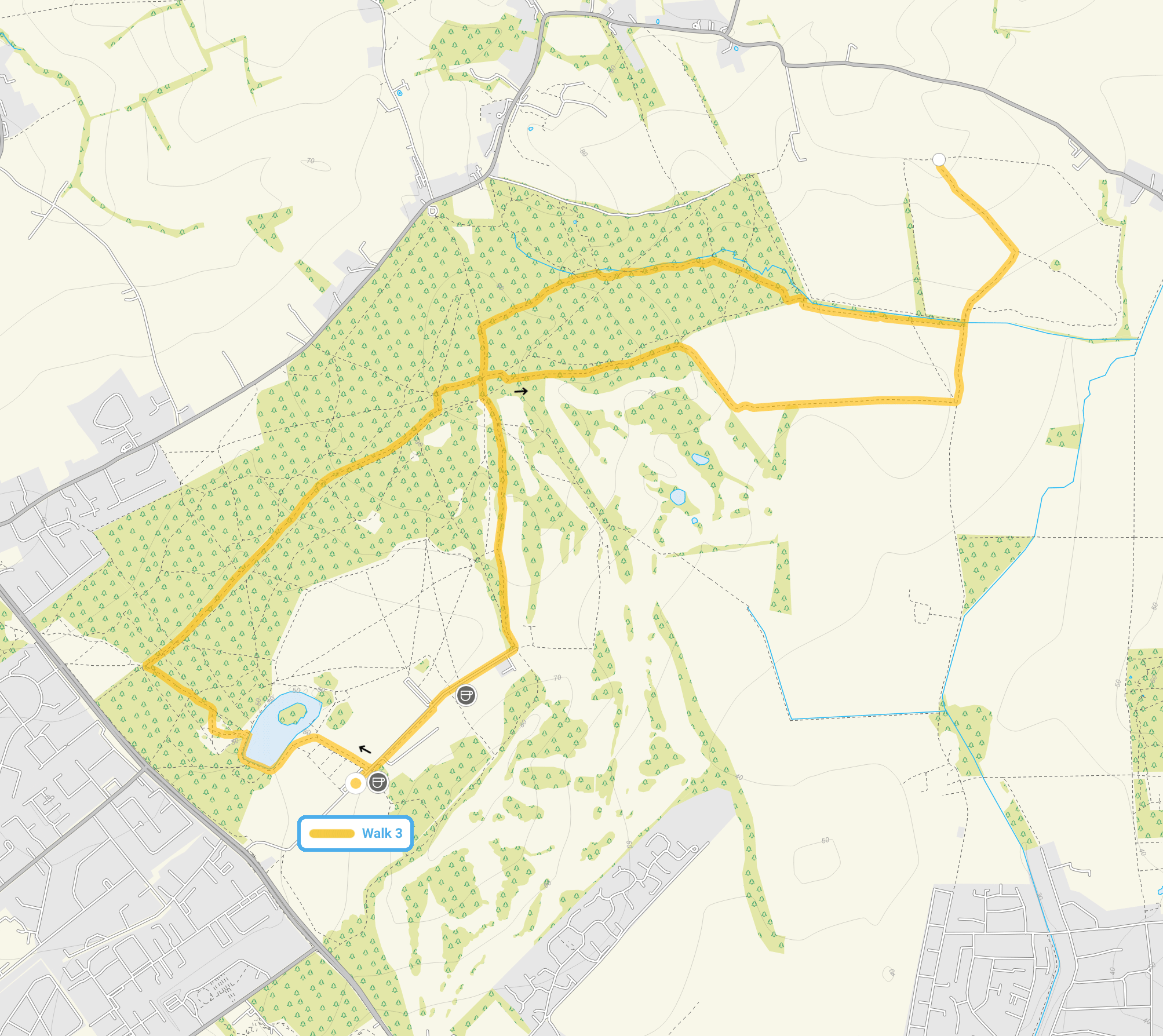 Route map for Hainault Forest Walk 3, a 5.5 mile circular walk in Essex