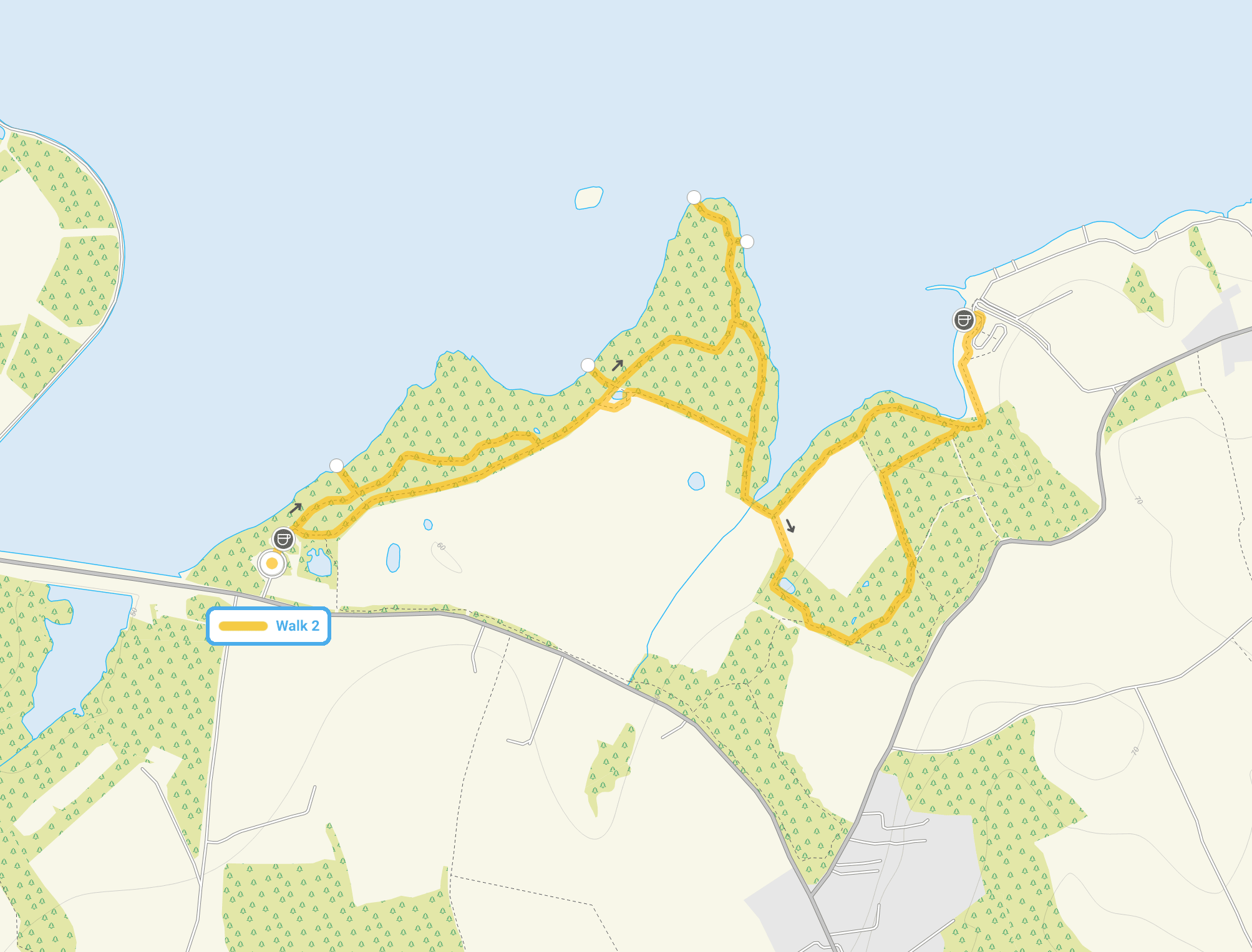 Route map for Hanningfield Reservoir Walk 2, a 3 mile circular walk in Essex
