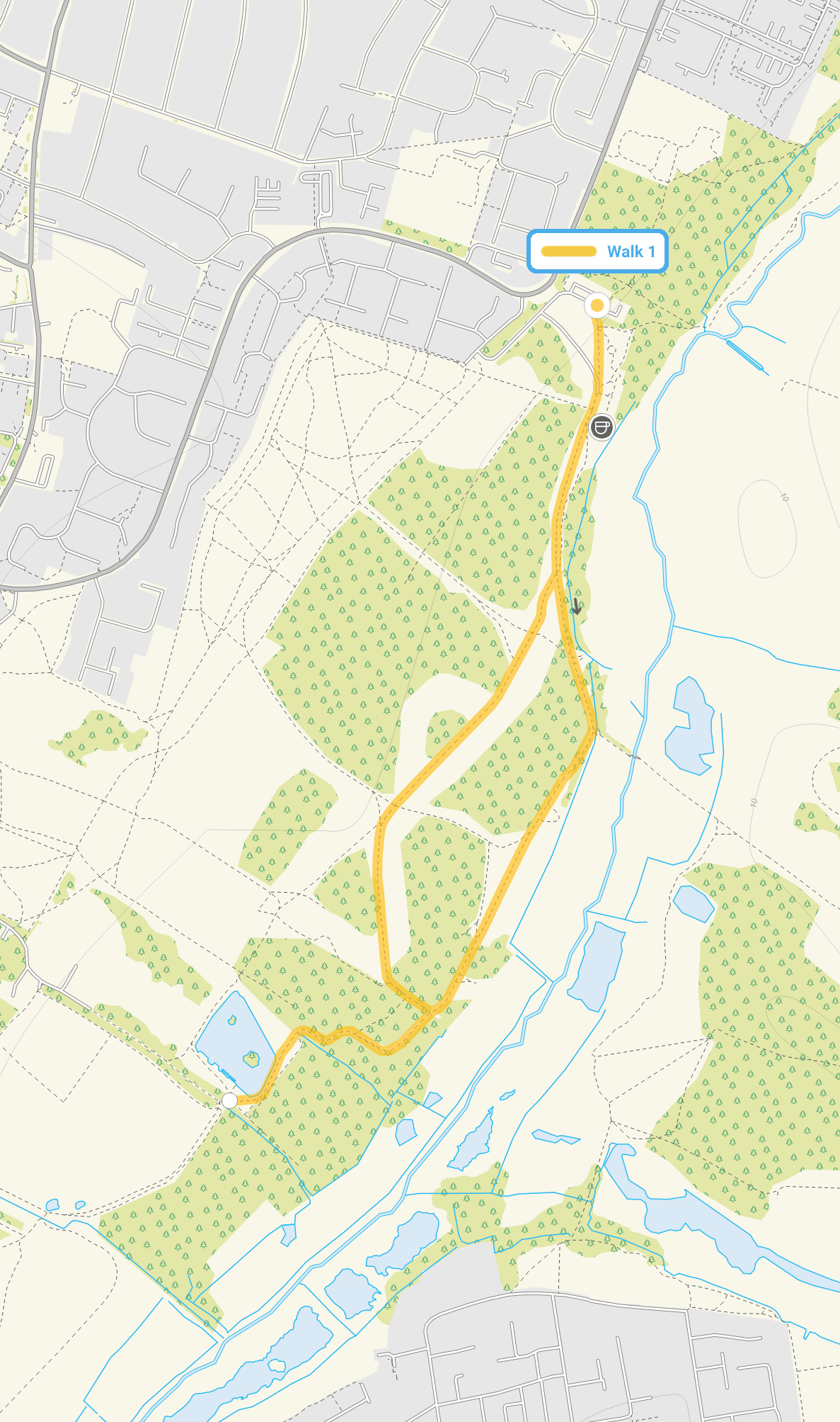 Route map for Hornchurch Country Park Walk 1, a 1.75 mile circular walk in Essex