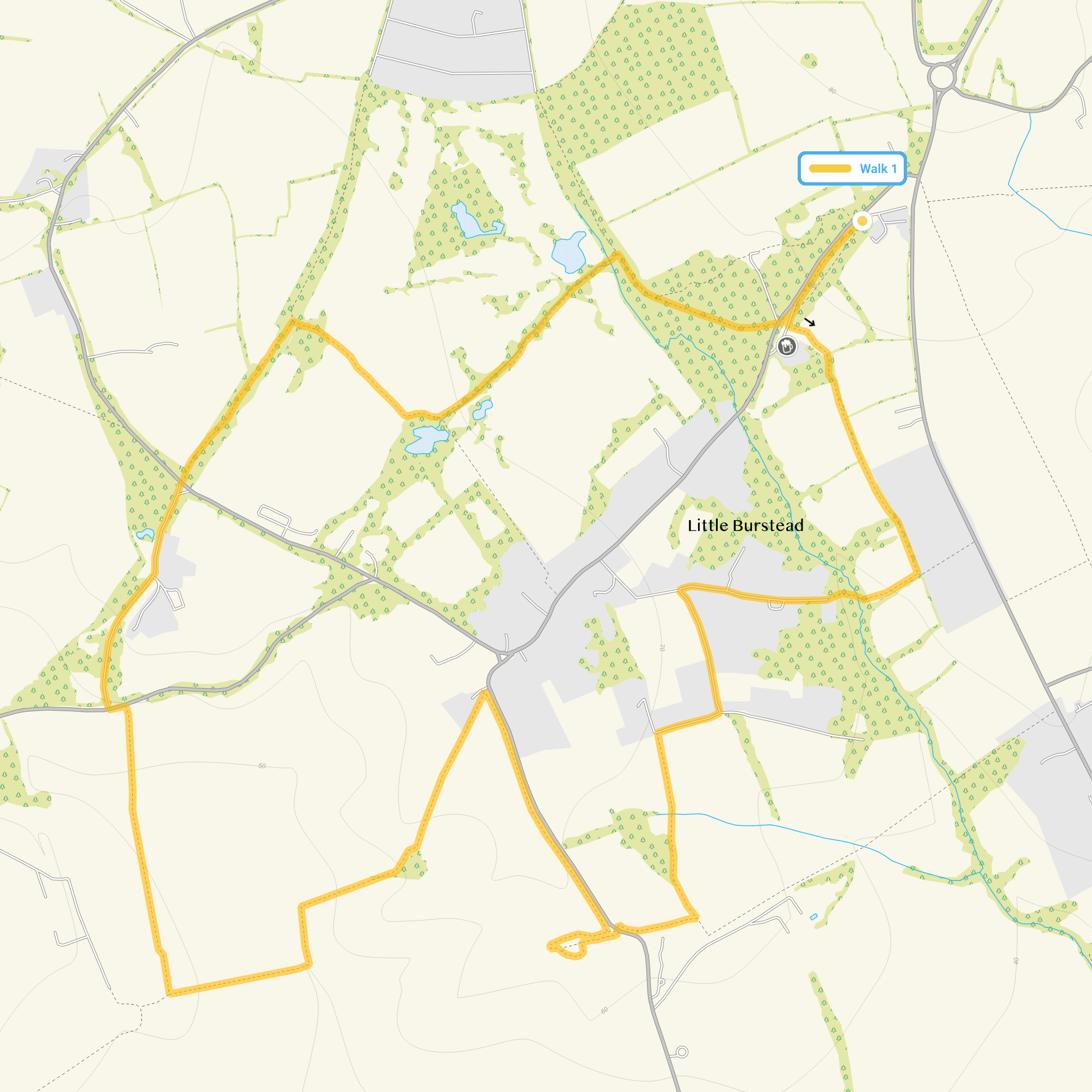 Route map for Little Burstead Walk, a 4.25 mile circular walk in Essex