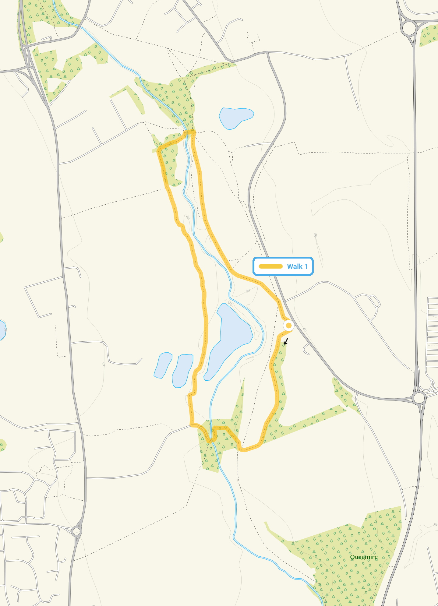 Route map for Little Waltham Walk, a 1.5 mile circular walk in Essex