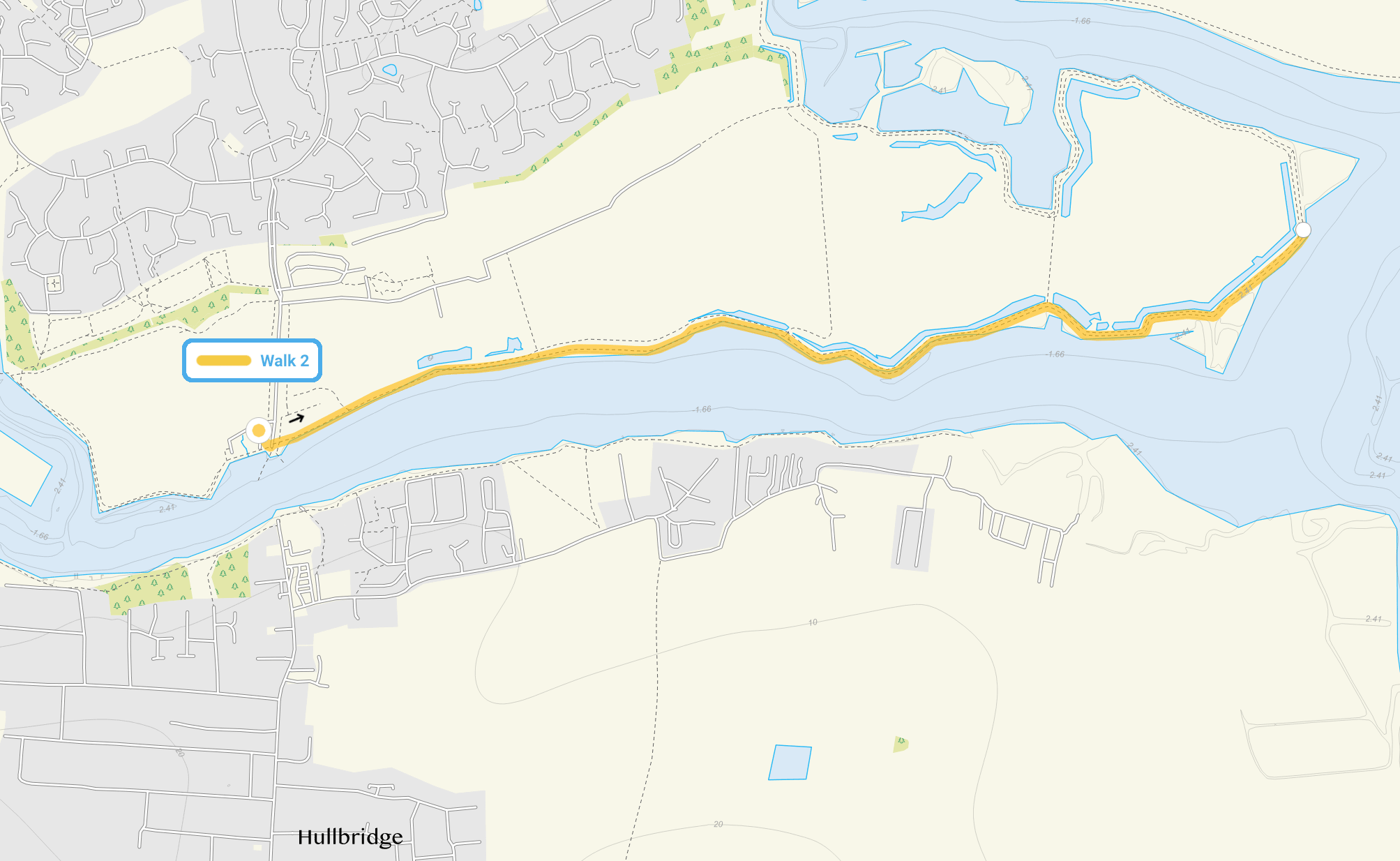 Route map for Marsh Farm Country Park Walk 2, a 3 mile circular walk in Essex