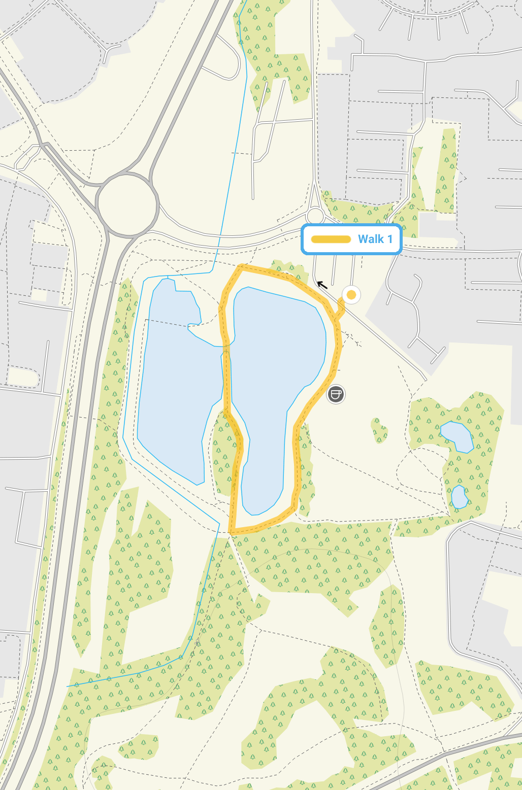 Route map for Northlands Park Walk 1, a 0.5 mile circular walk in Essex