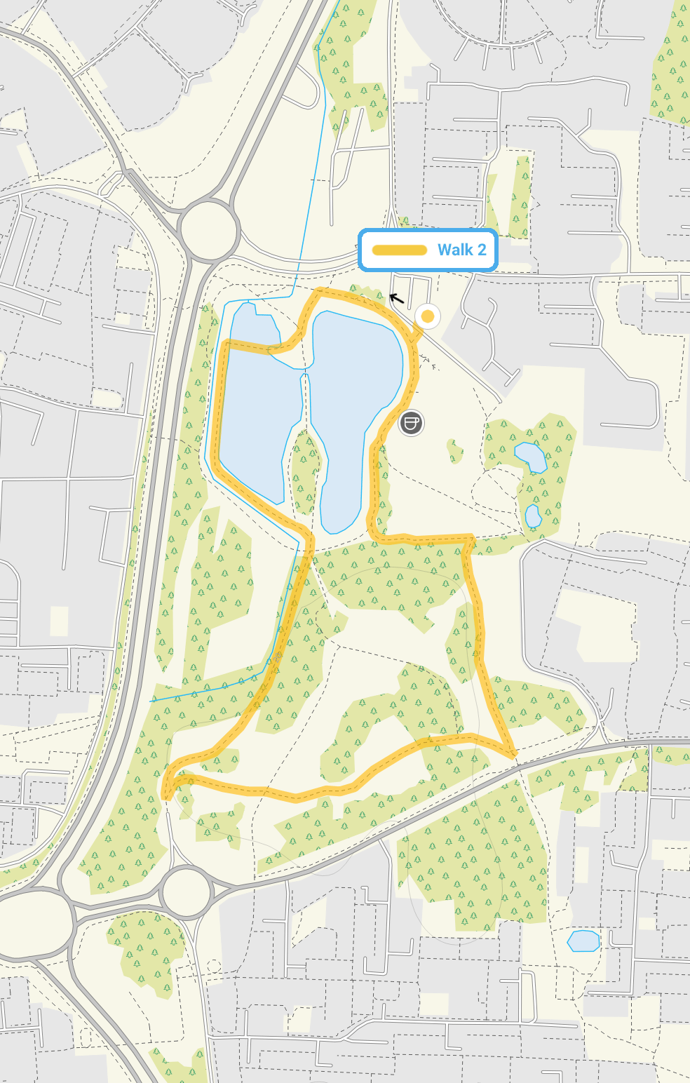 Route map for Northlands Park Walk 2, a 1.25 mile circular walk in Essex