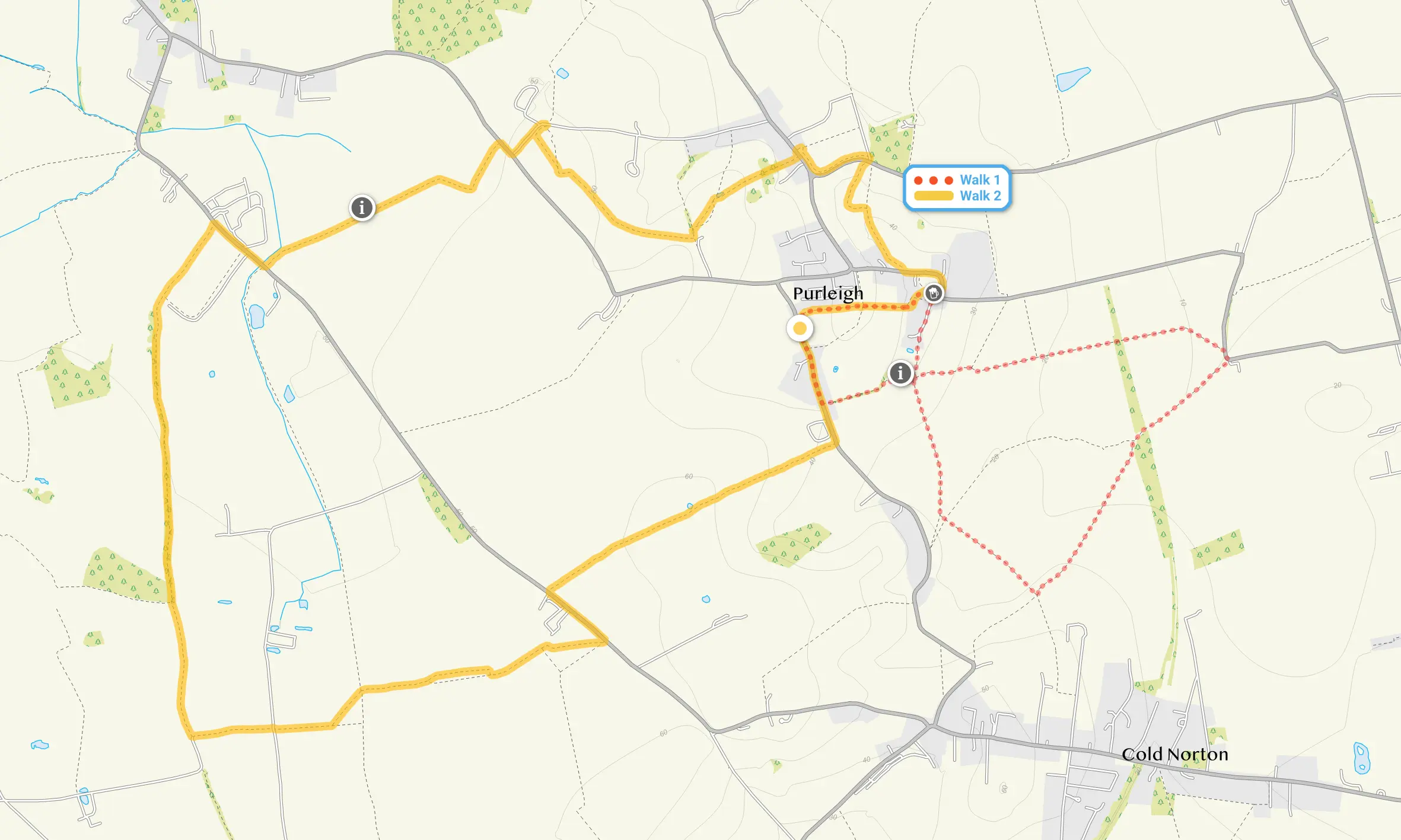 Route map for Purleigh Walk 1, a 3 mile circular walk in Essex