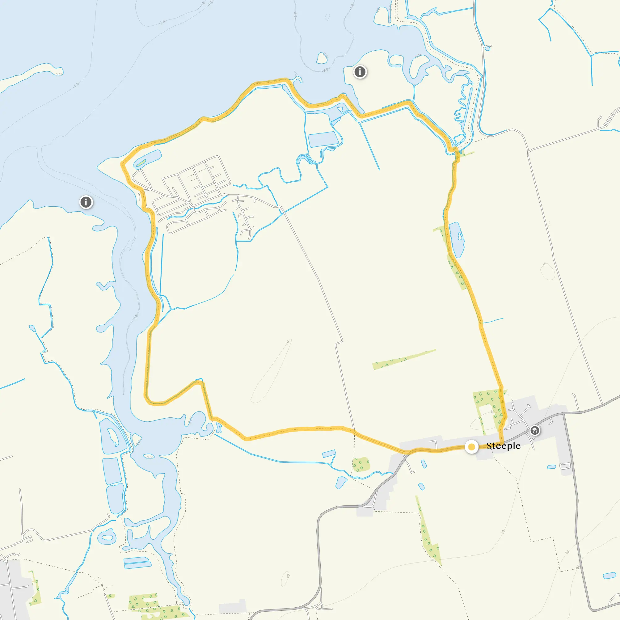 Route map for Steeple Walk, a 4 mile circular walk in Essex