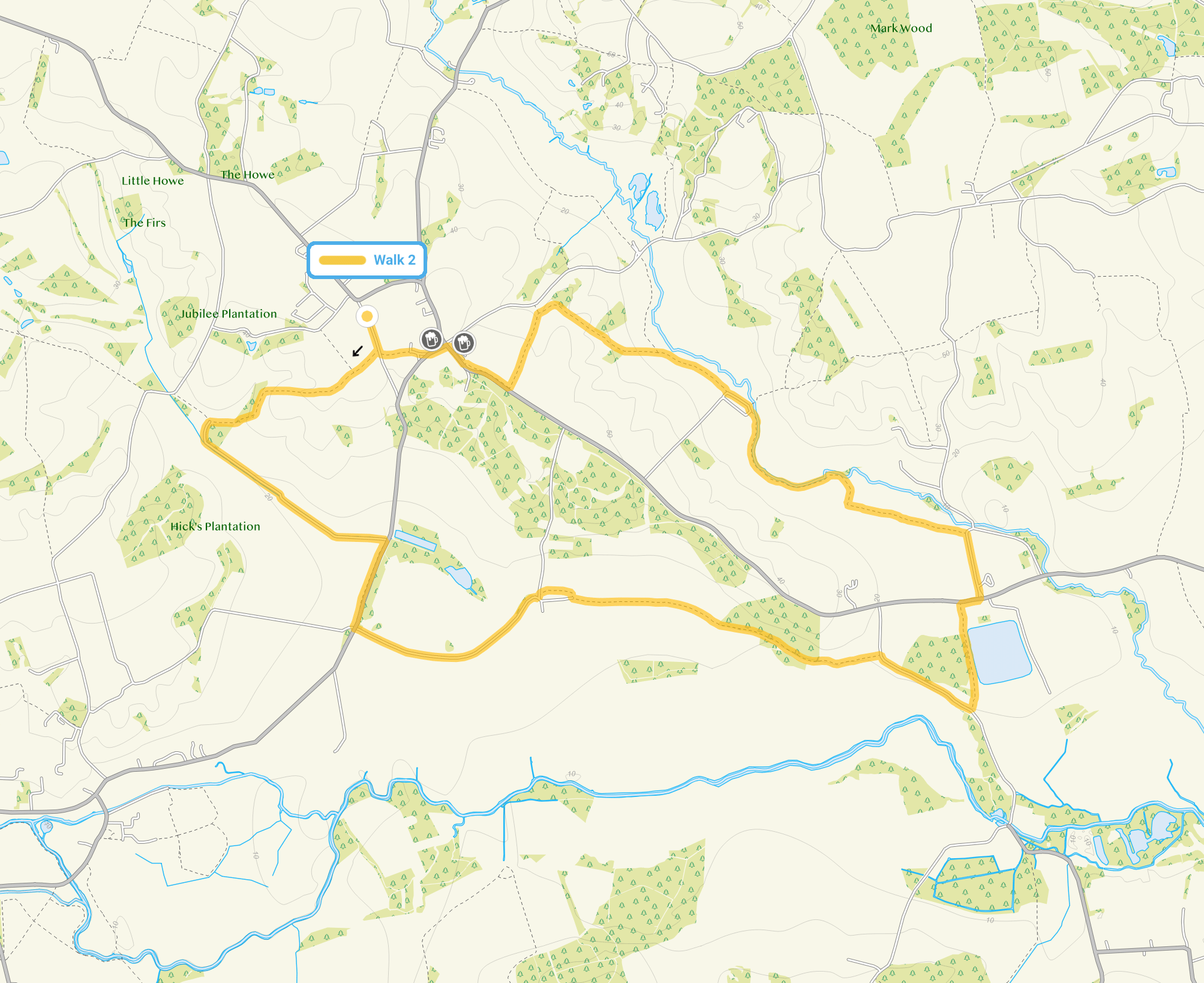 Route map for Stoke-by-Nayland Walk 2, a 6 mile circular walk in Essex