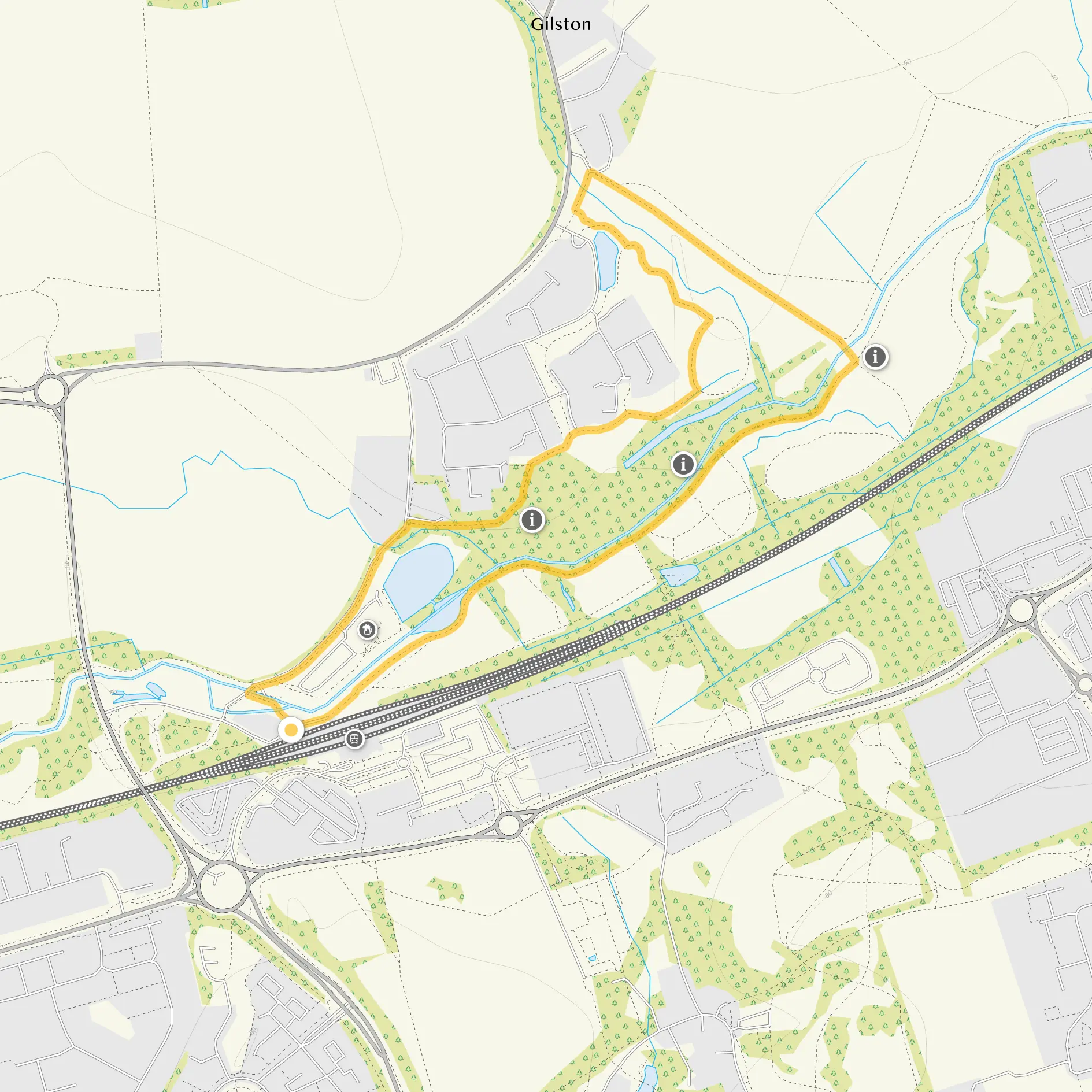 Route map for Terlings Park Walk, a 1.5 mile circular walk in Essex