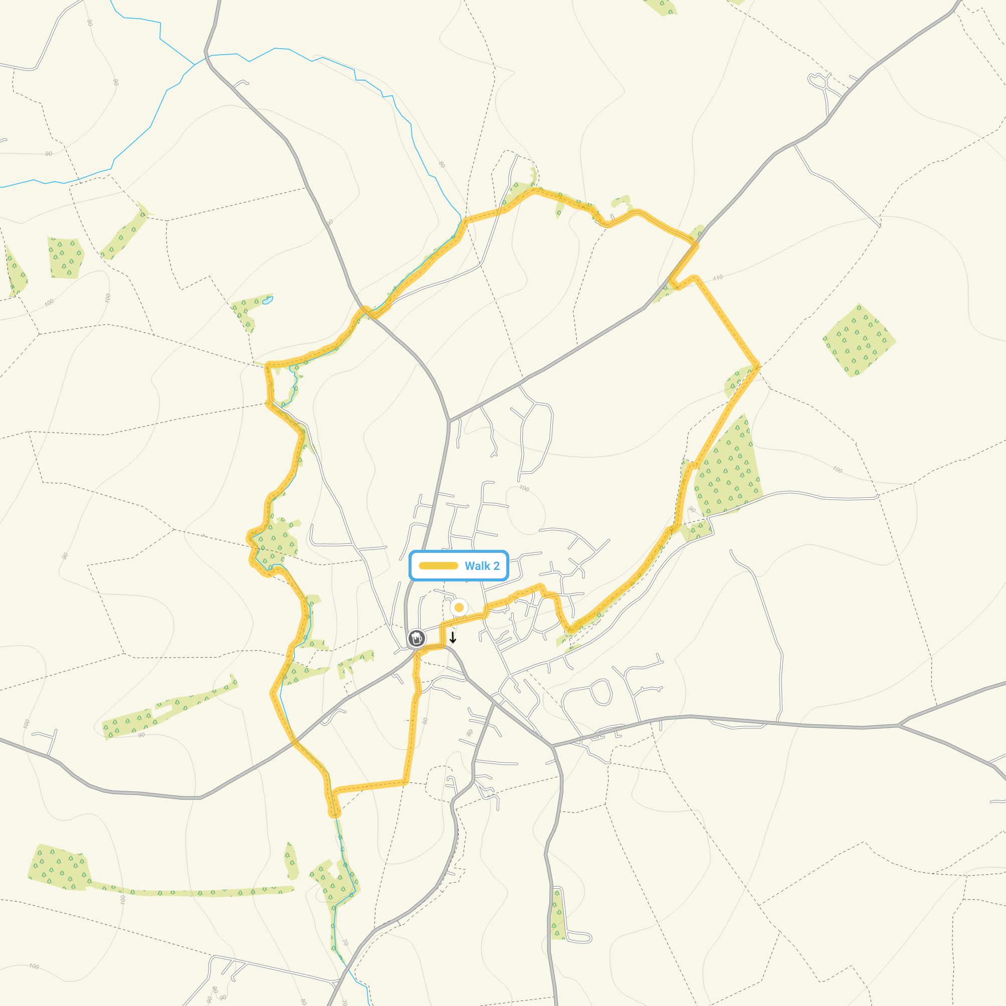 Route map for Thaxted Walk 2, a 3.75 mile circular walk in Essex