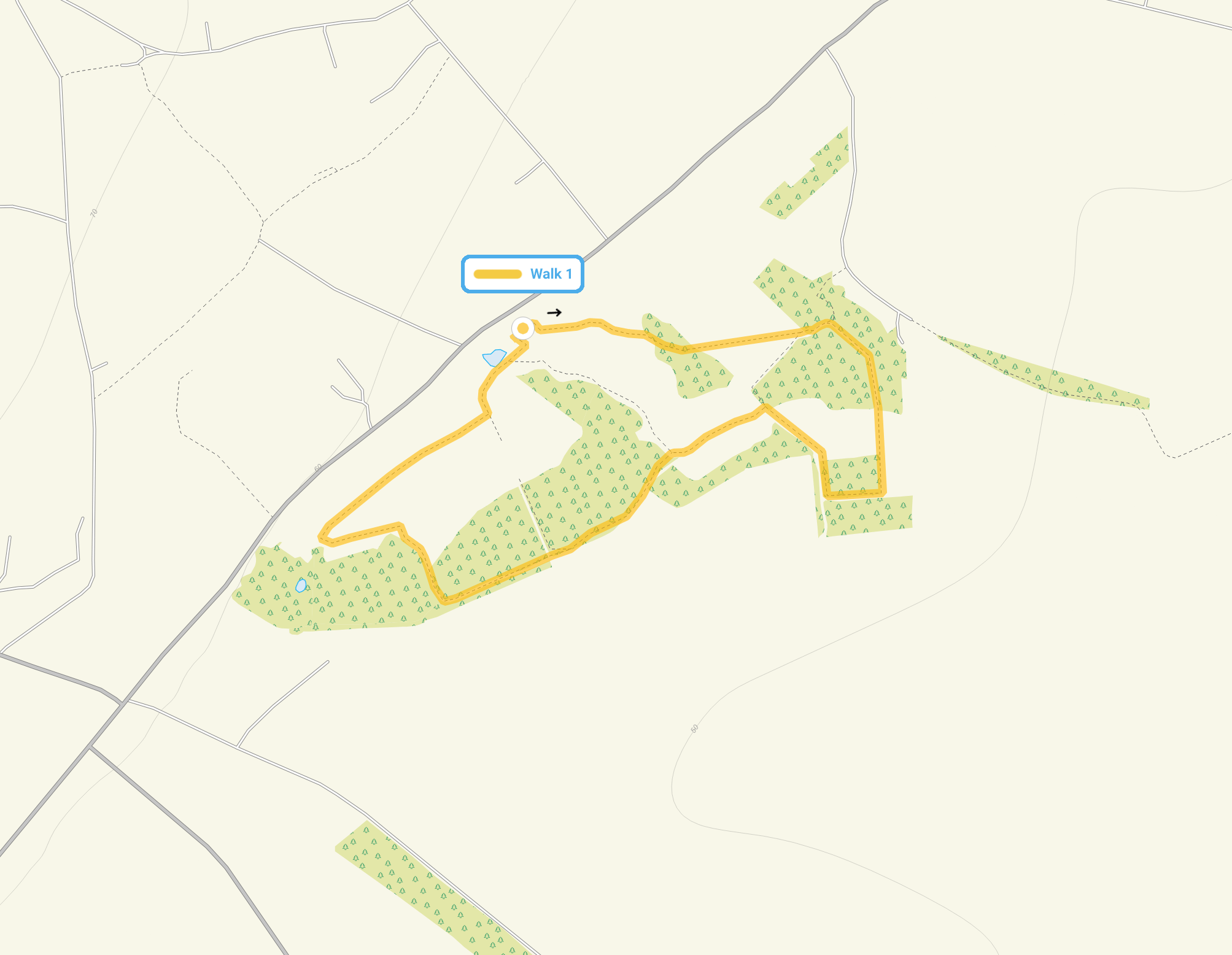 Route map for Tiptree Heath Walk, a 1.25 mile circular walk in Essex