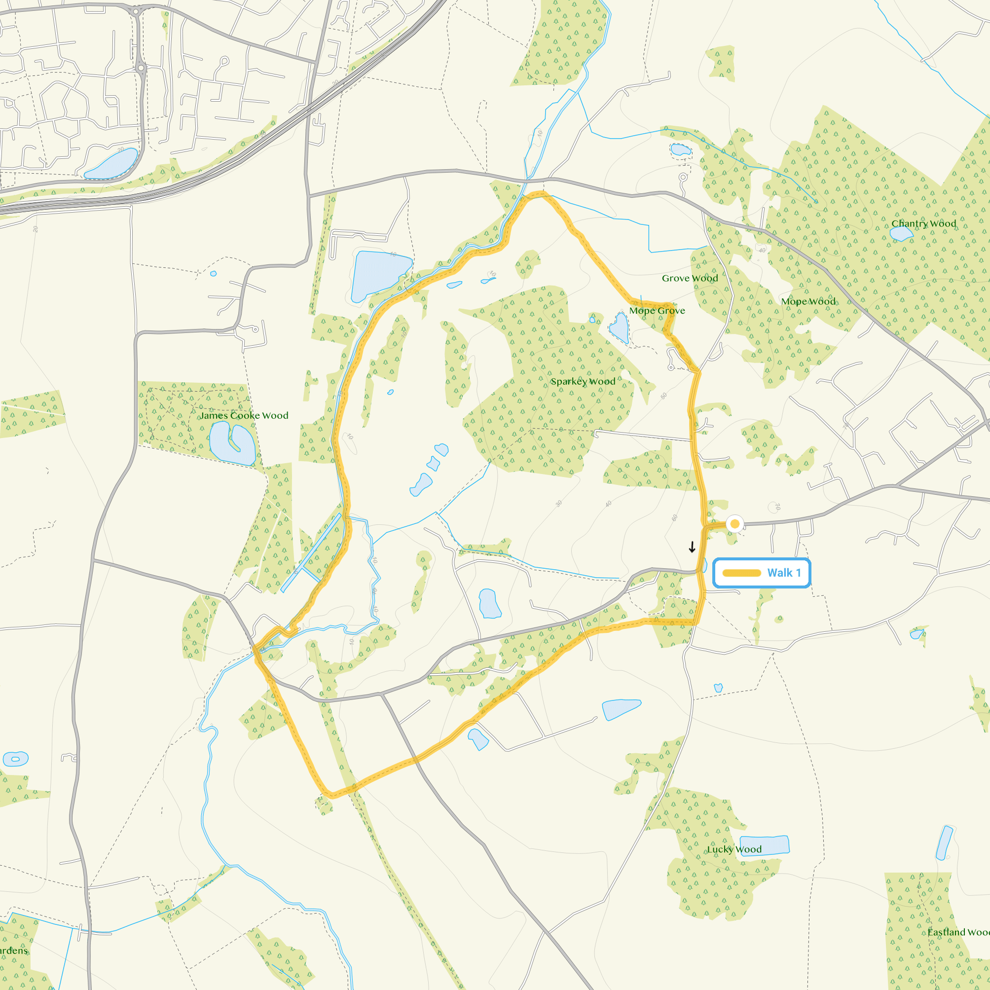 Route map for Wickham Bishops Walk, a 3.25 mile circular walk in Essex