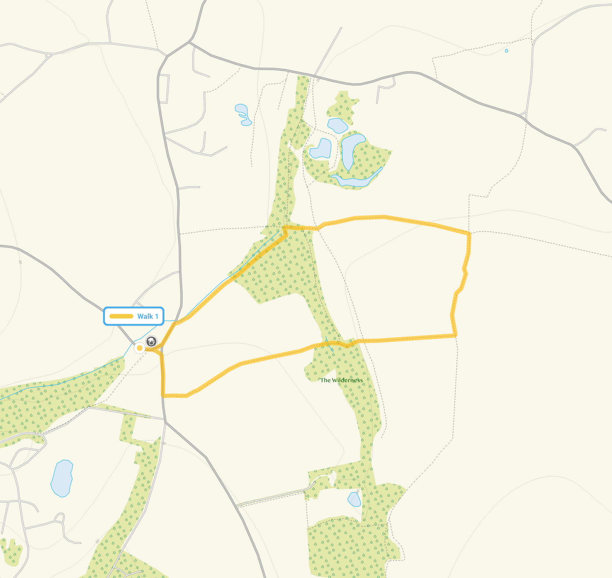 Route map for Woodham Walter Walk, a 1.25 mile circular walk in Essex