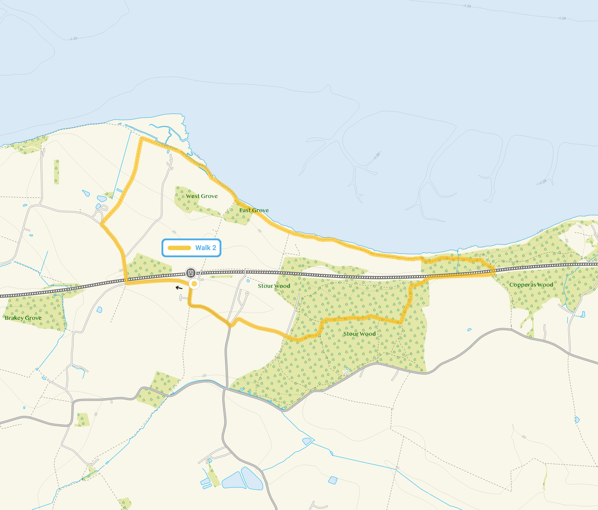 Route map for Wrabness Walk 2, a 3.75 mile circular walk in Essex