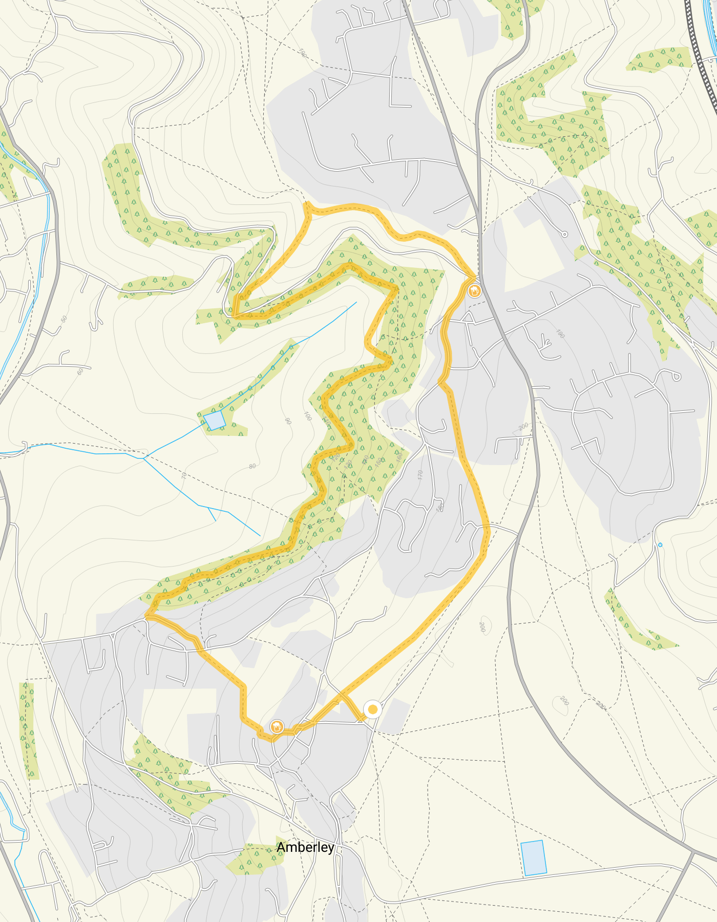 Route map for Bear Hill, a 3 mile circular walk in Gloucestershire