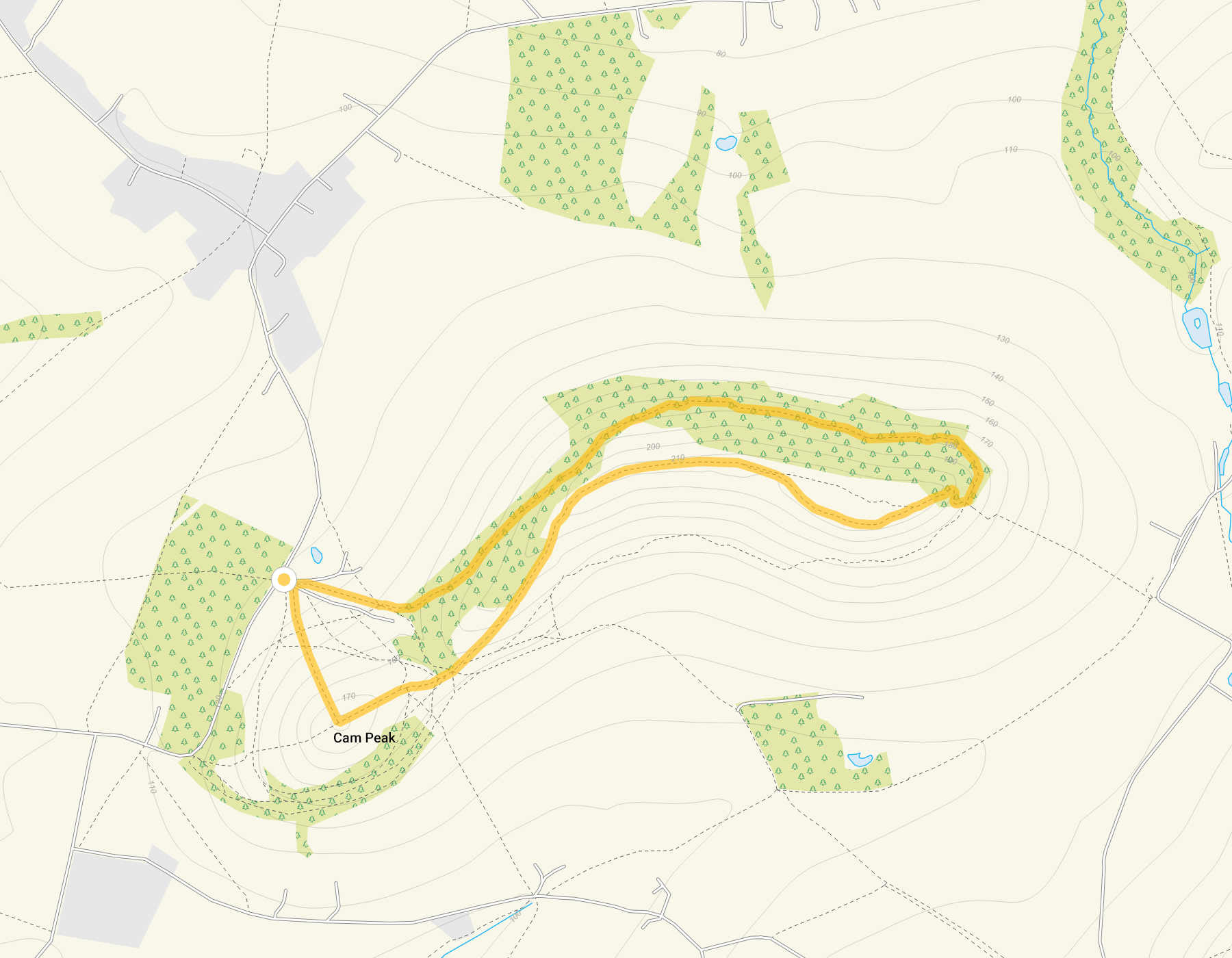 Route map for Cam Peak Short Walk, a 1.75 mile circular walk in Gloucestershire