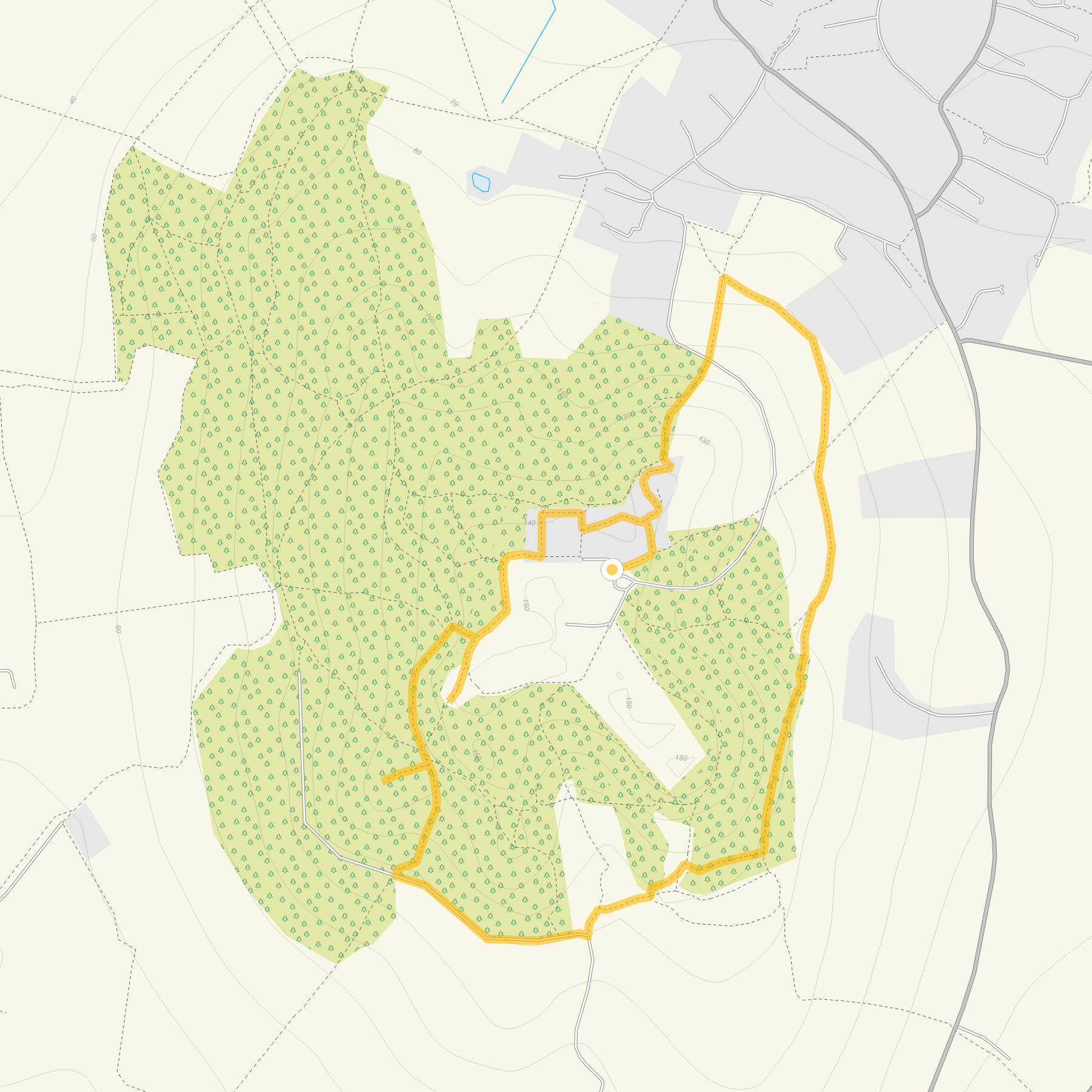 Route map for Chosen Hill Walk, a 1.75 mile circular walk in Gloucestershire