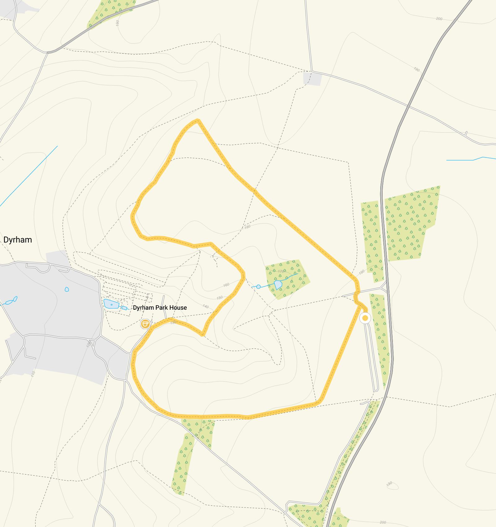 Route map for Dyrham Park Walk 1, a 2.25 mile circular walk in Gloucestershire
