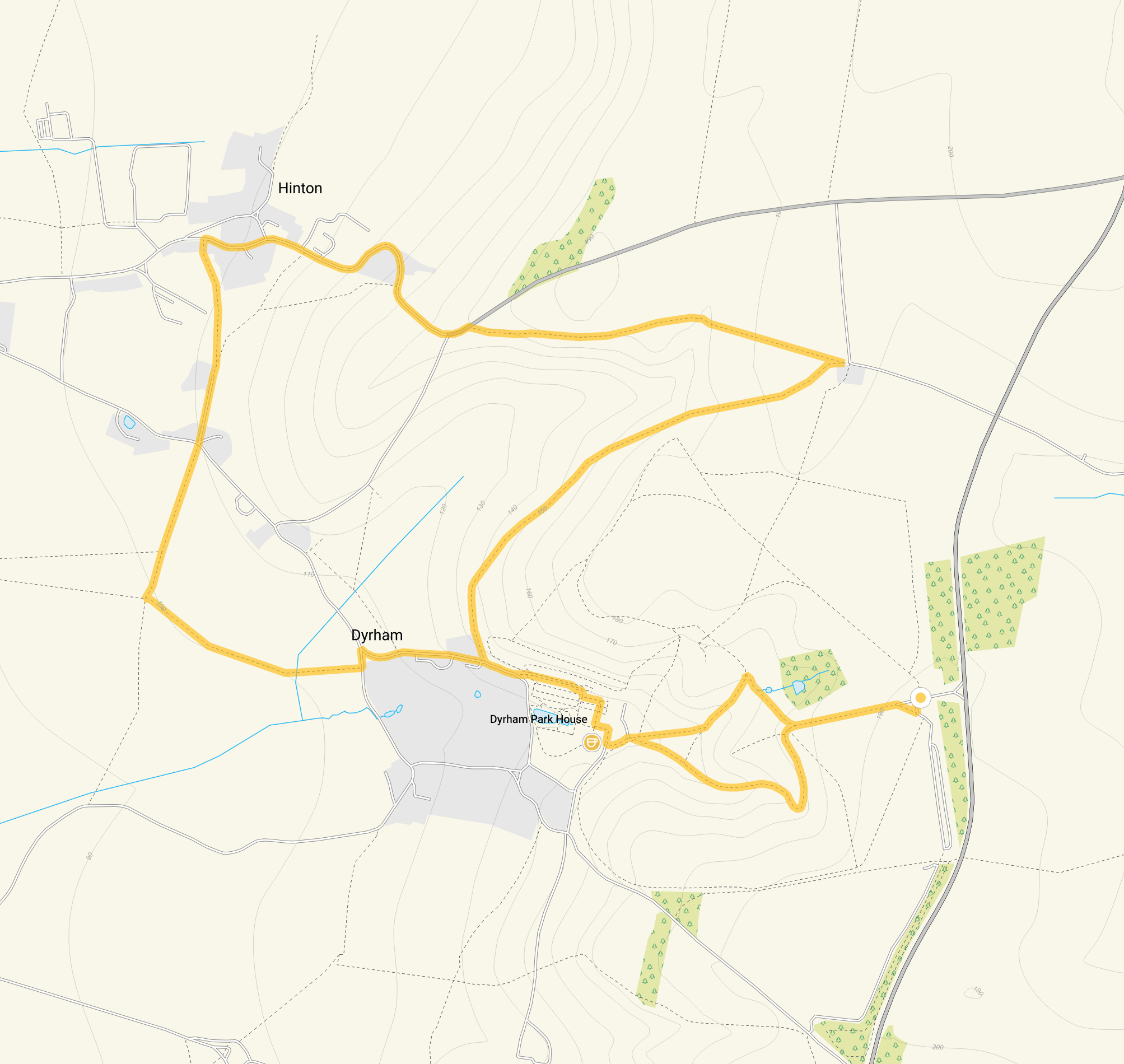 Route map for Dyrham Park Walk 2, a 4.5 mile circular walk in Gloucestershire