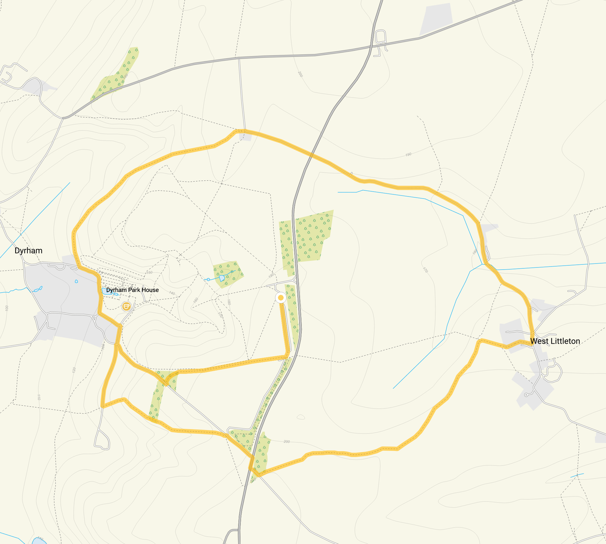 Route map for Dyrham Park Walk 3, a 5.75 mile circular walk in Gloucestershire