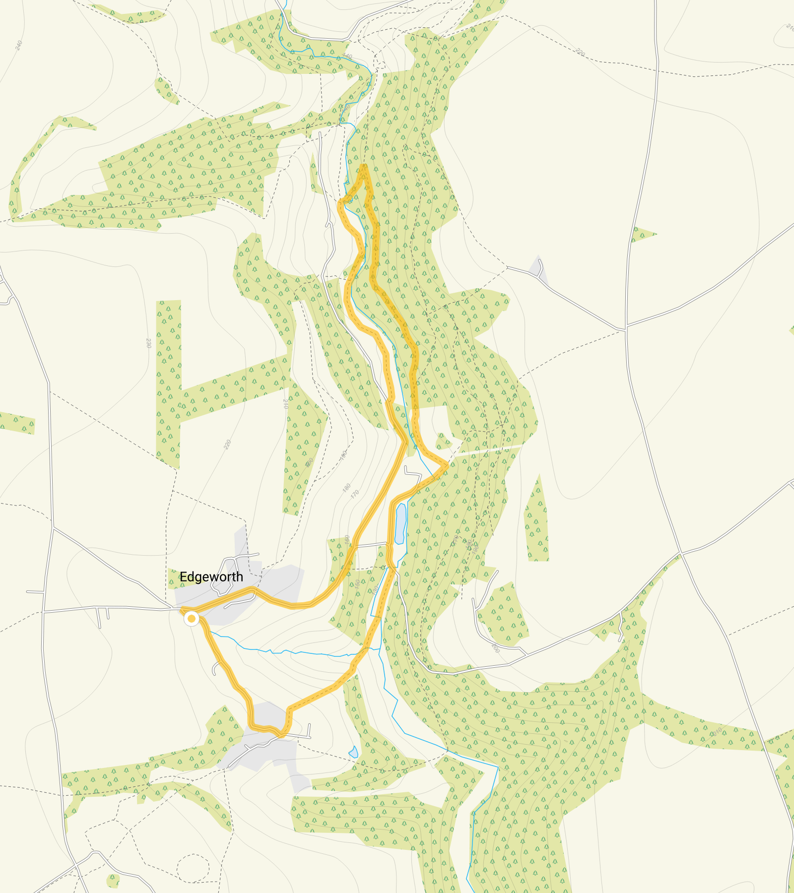 Route map for Edgeworth Walk, a 2.75 mile circular walk in Gloucestershire