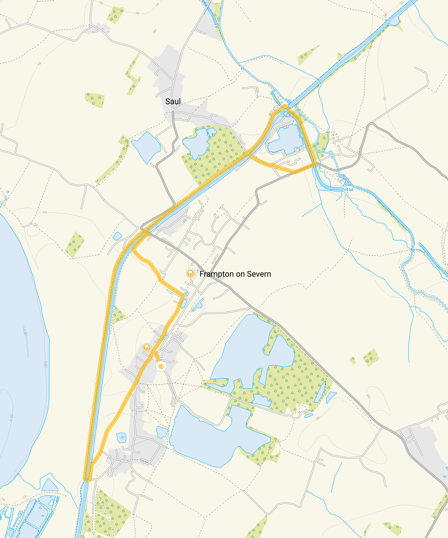 Route map for Frampton-on-Severn Walk 3, a 4.5 mile circular walk in Gloucestershire
