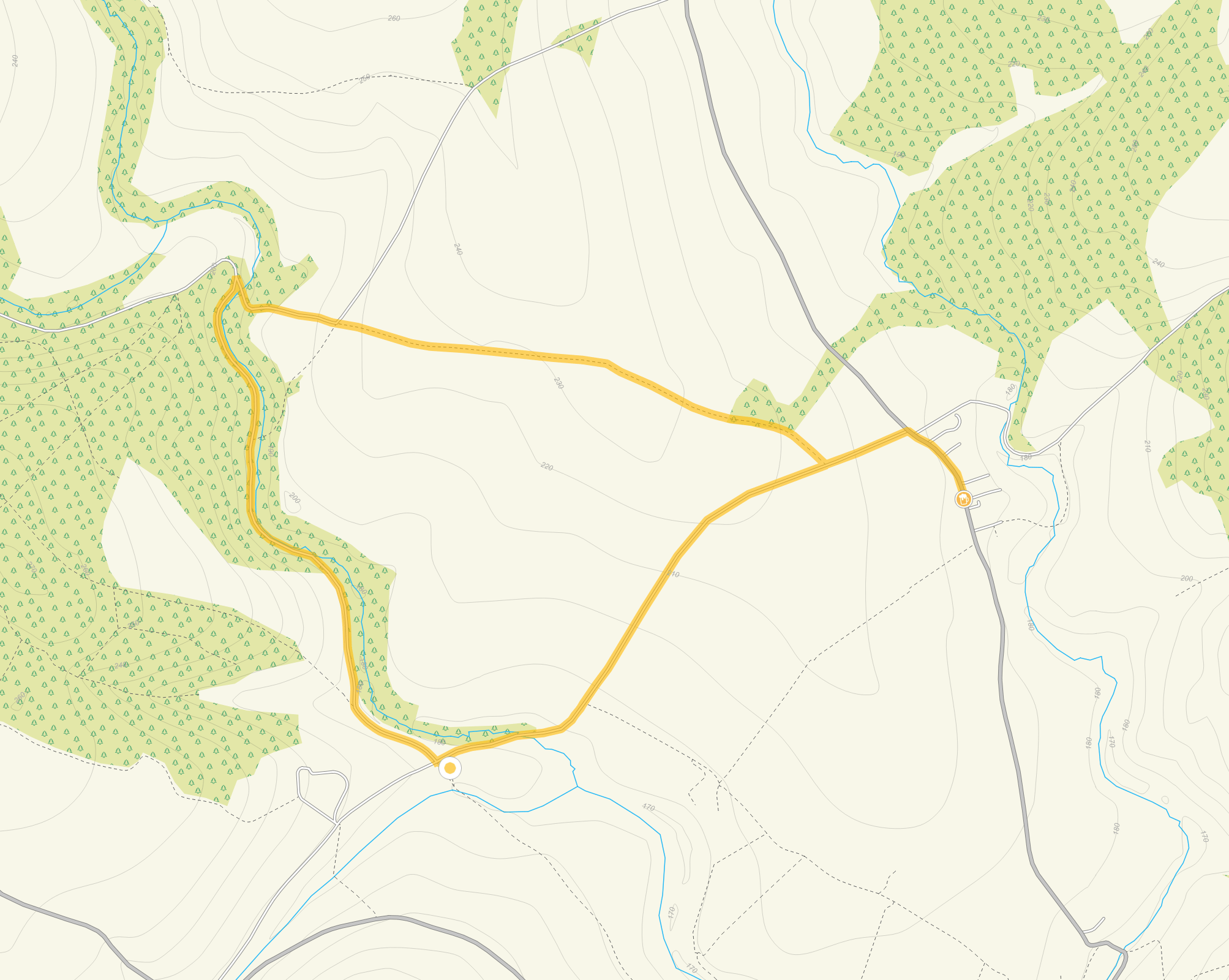 Route map for Guiting Power Walk 2, a 2.75 mile circular walk in Gloucestershire