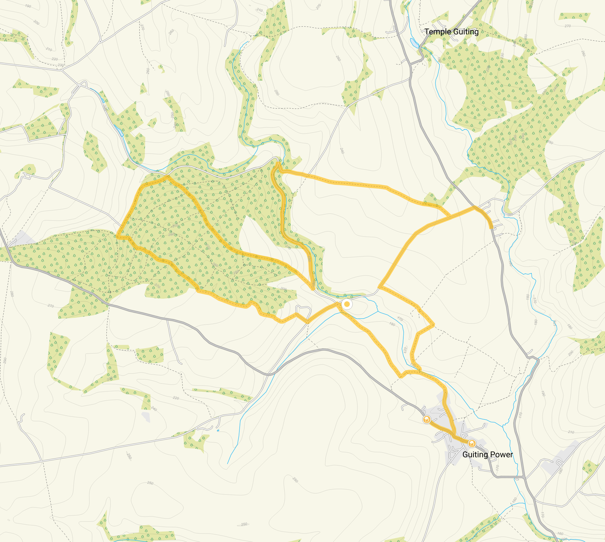 Route map for Guiting Power Walk 5, an 8 mile circular walk in Gloucestershire
