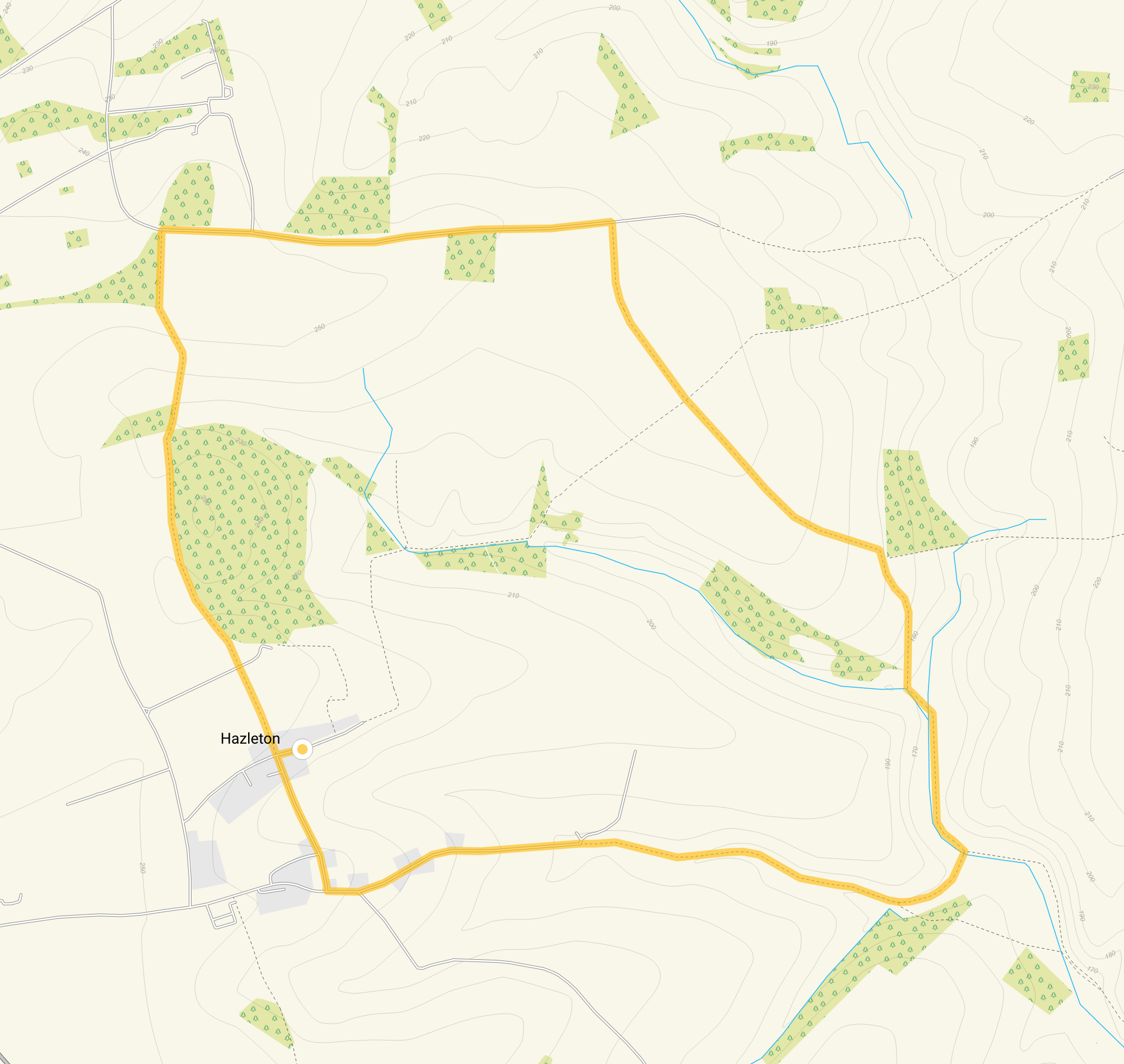 Route map for Hazleton Walk 3, a 4.5 mile circular walk in Gloucestershire