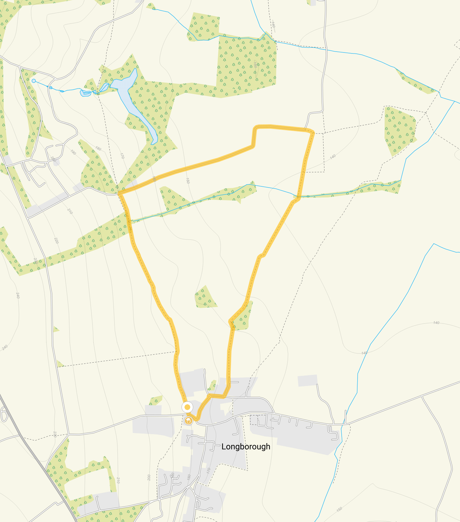 Route map for Longborough Walk, a 2.25 mile circular walk in Gloucestershire