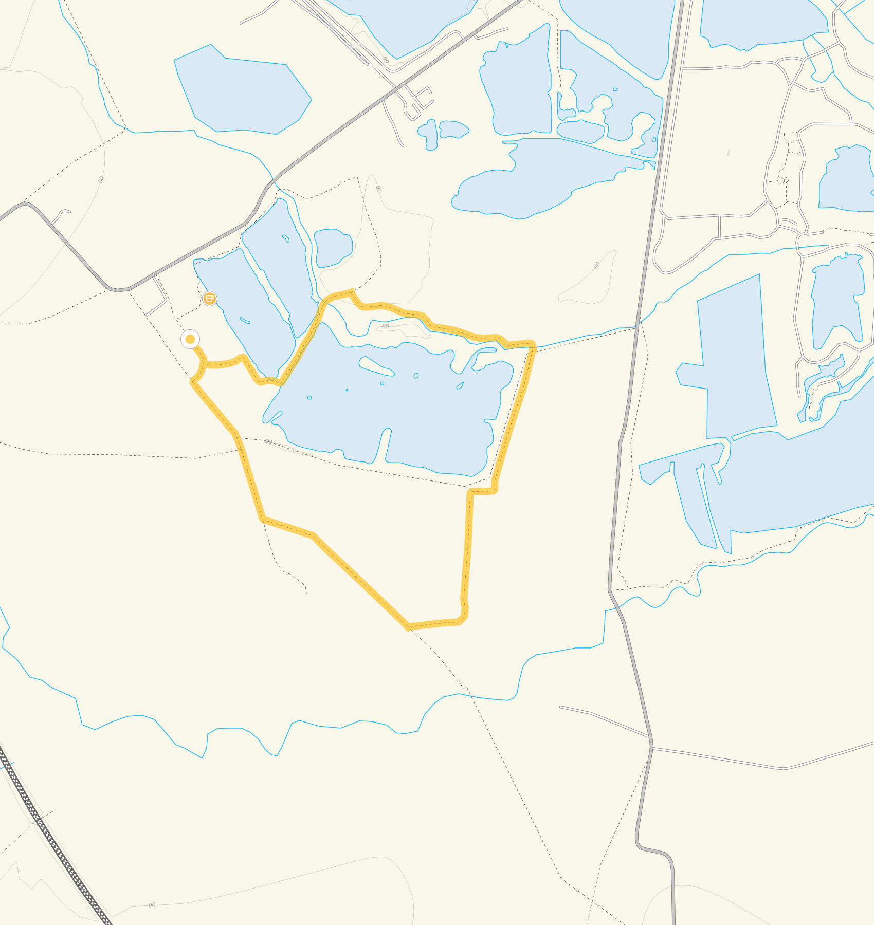 Route map for Lower Moor Farm Walk 2, a 1.5 mile circular walk in Gloucestershire