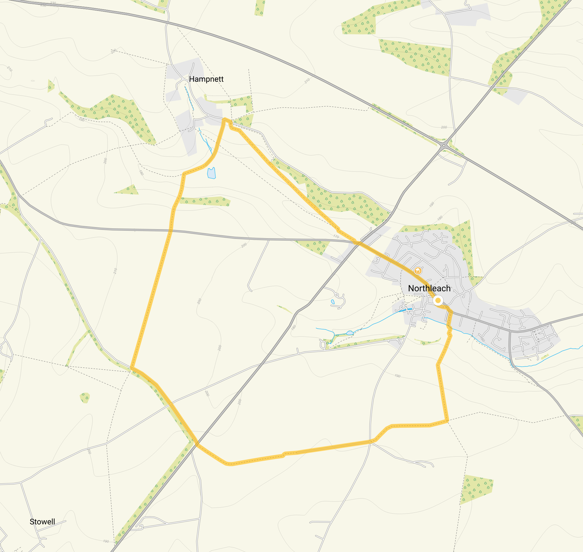 Route map for Northleach Walk, a 4 mile circular walk in Gloucestershire