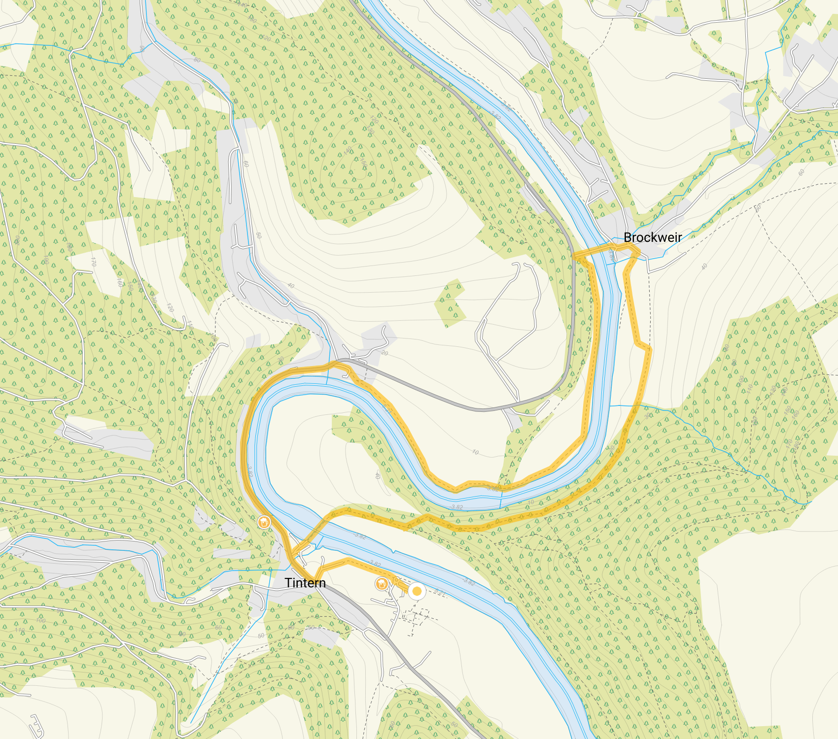 Route map for Tintern and Offas Dyke Walk 1, a 3.5 mile circular walk in Gloucestershire