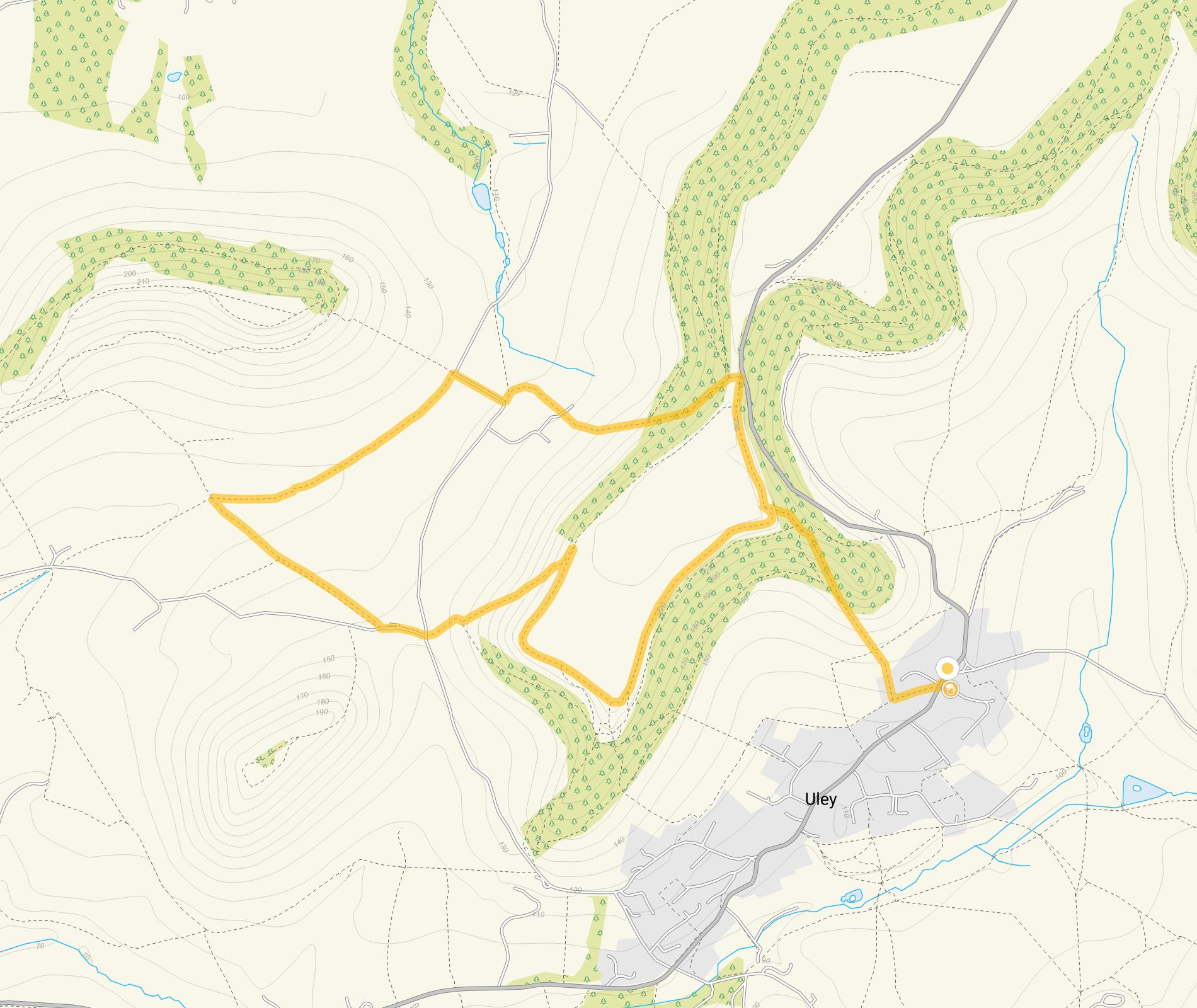 Route map for Uley Walk 2, a 3.25 mile circular walk in Gloucestershire