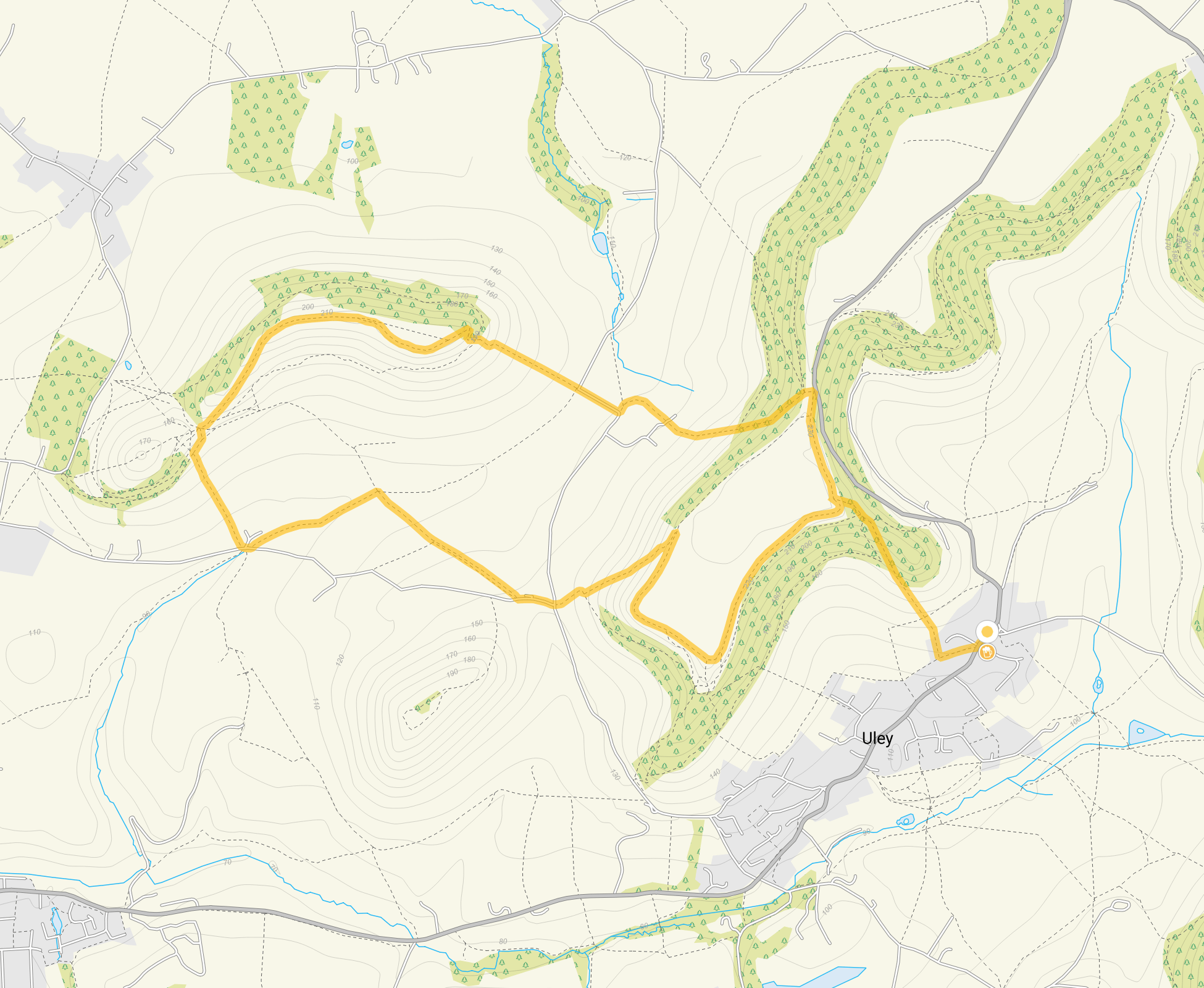 Route map for Uley Walk 3, a 4.25 mile circular walk in Gloucestershire